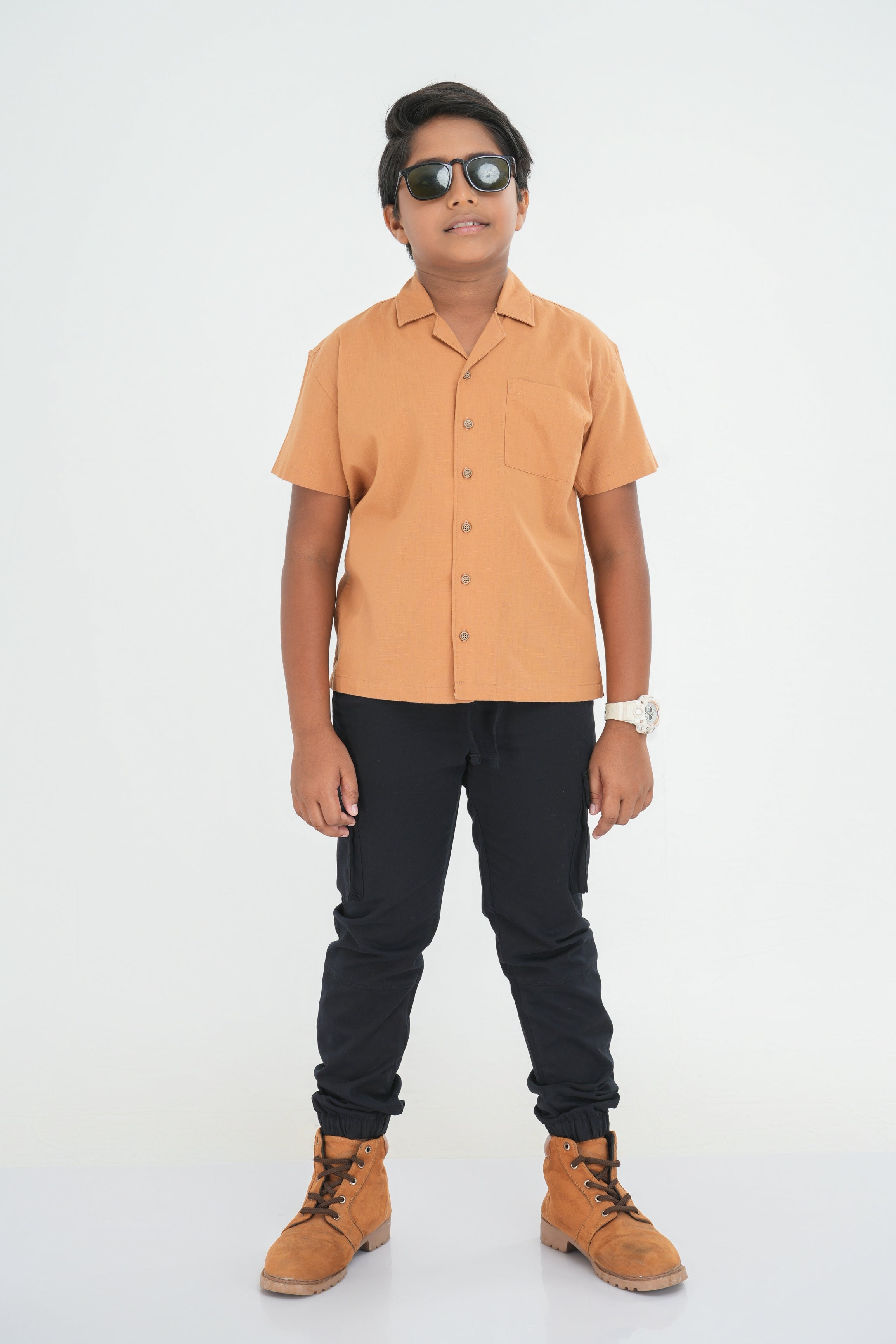 Kids' Linen Cotton Shirt – Honey Ochre | AnationZ Junior