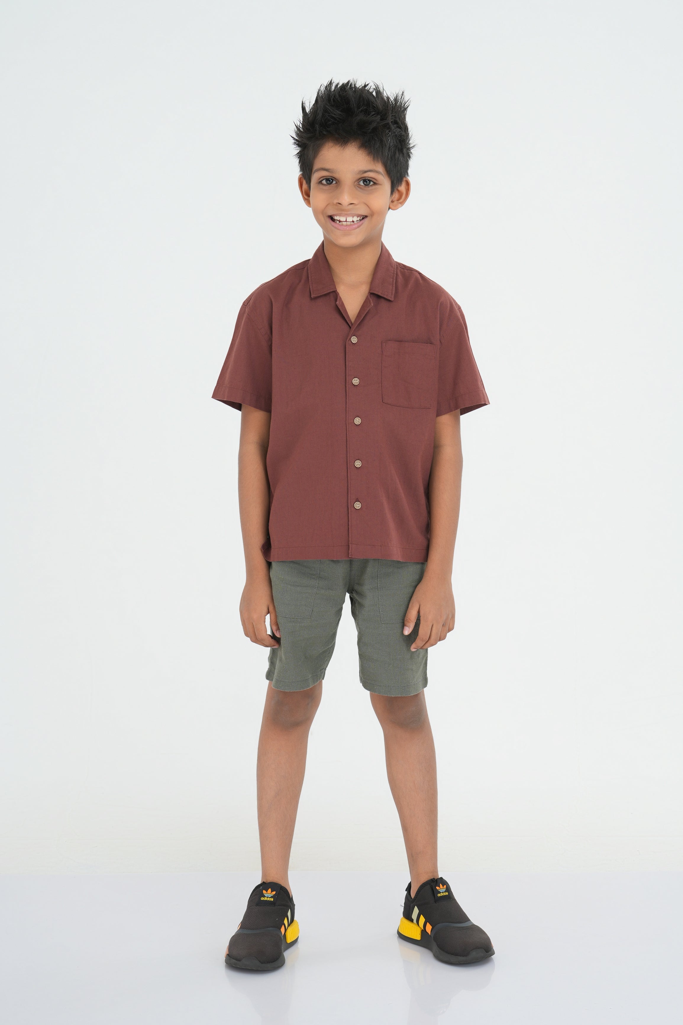 Kids' Linen Cotton Shirt – Burnt Brown | AnationZ Junior