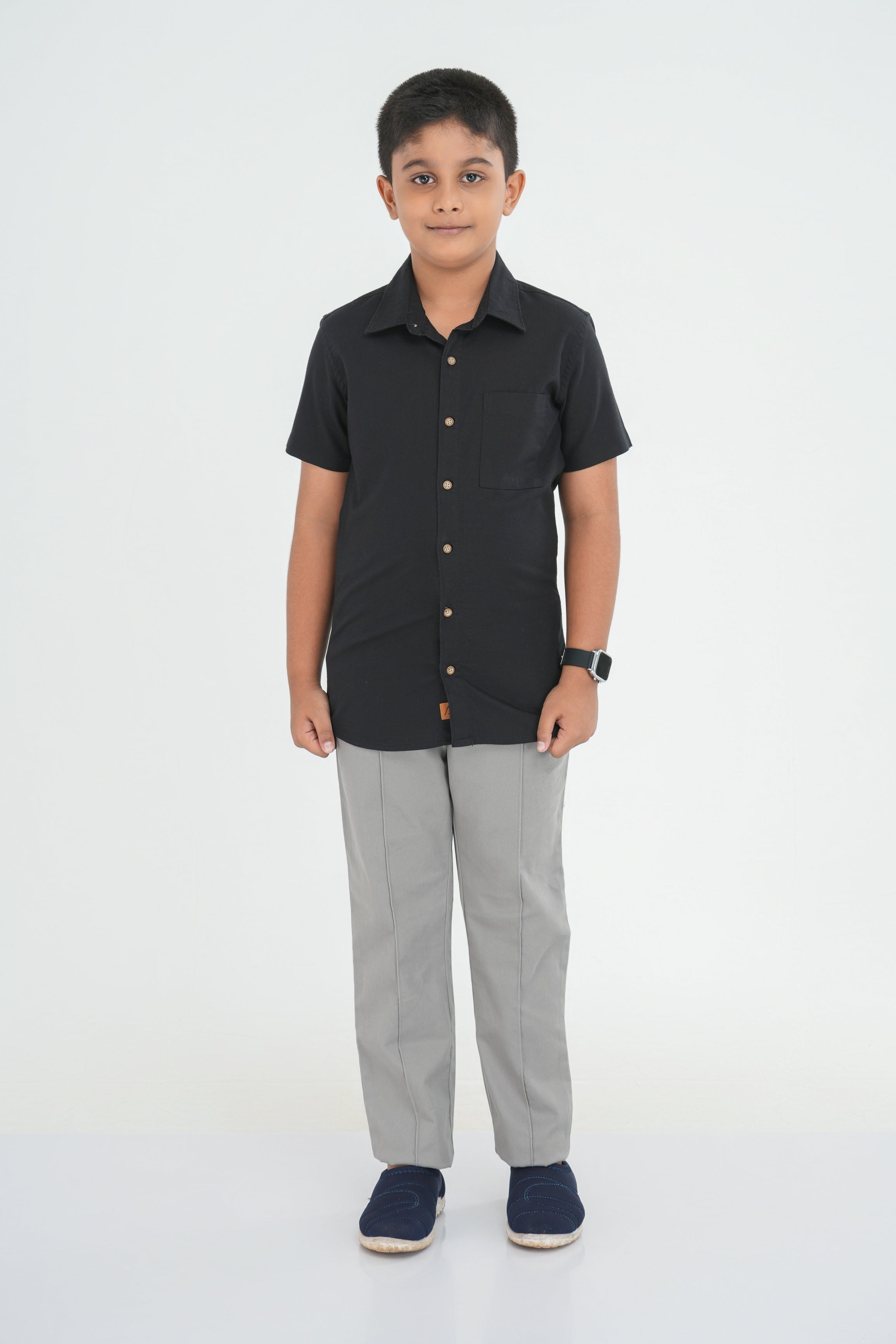 Kids' Oxford Cotton Shirt – Black | AnationZ Junior