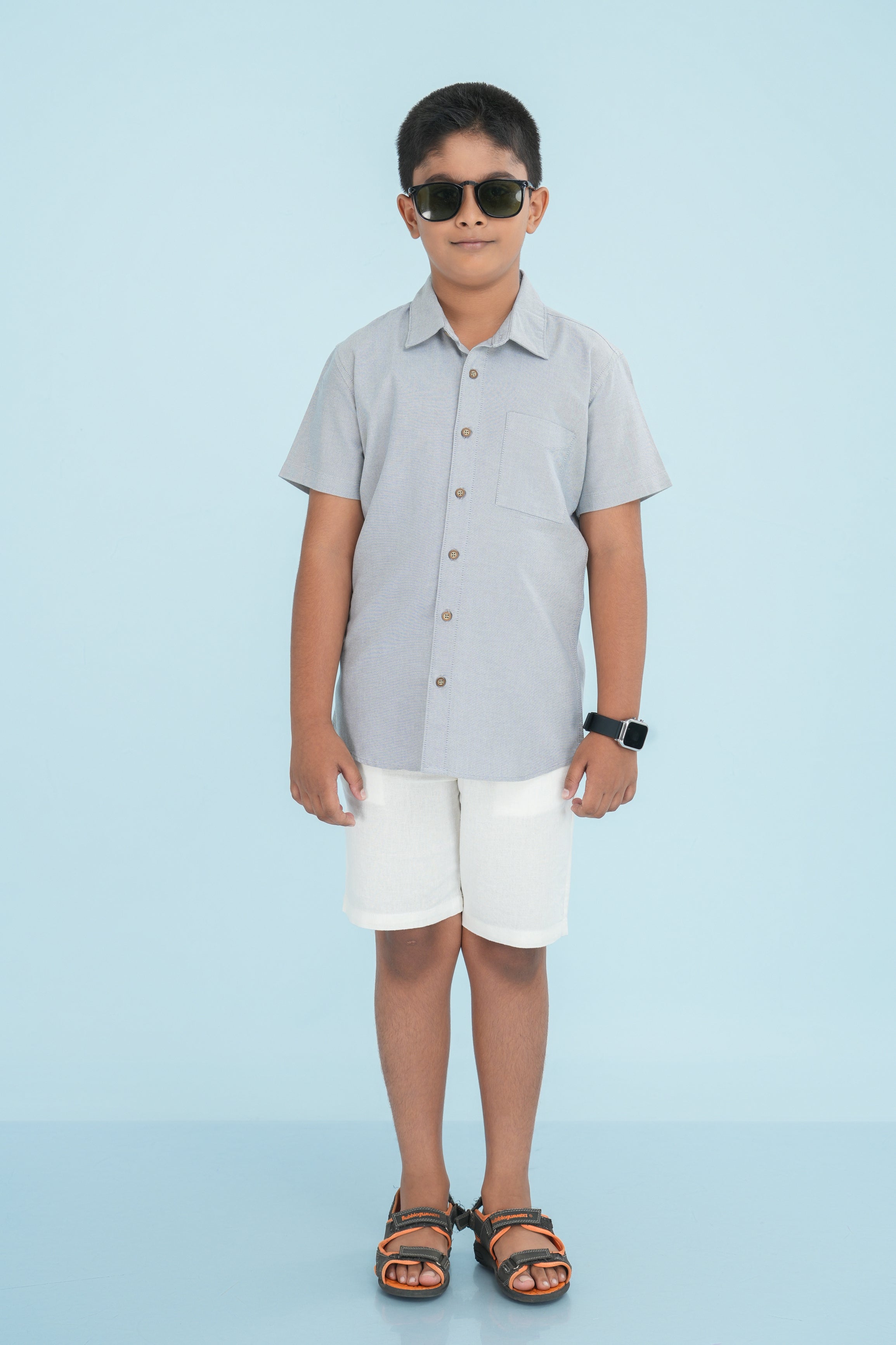 Kids' Oxford Cotton Shirt – Light Grey | AnationZ Junior