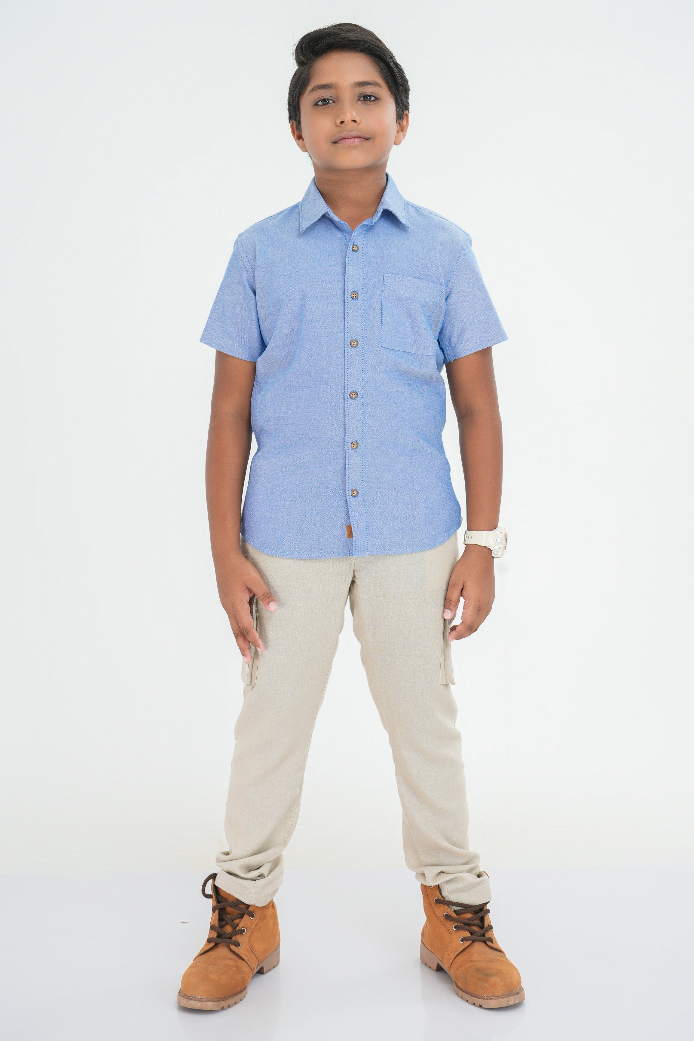 Kids' Oxford Cotton Shirt – Chambray Blue | AnationZ Junior
