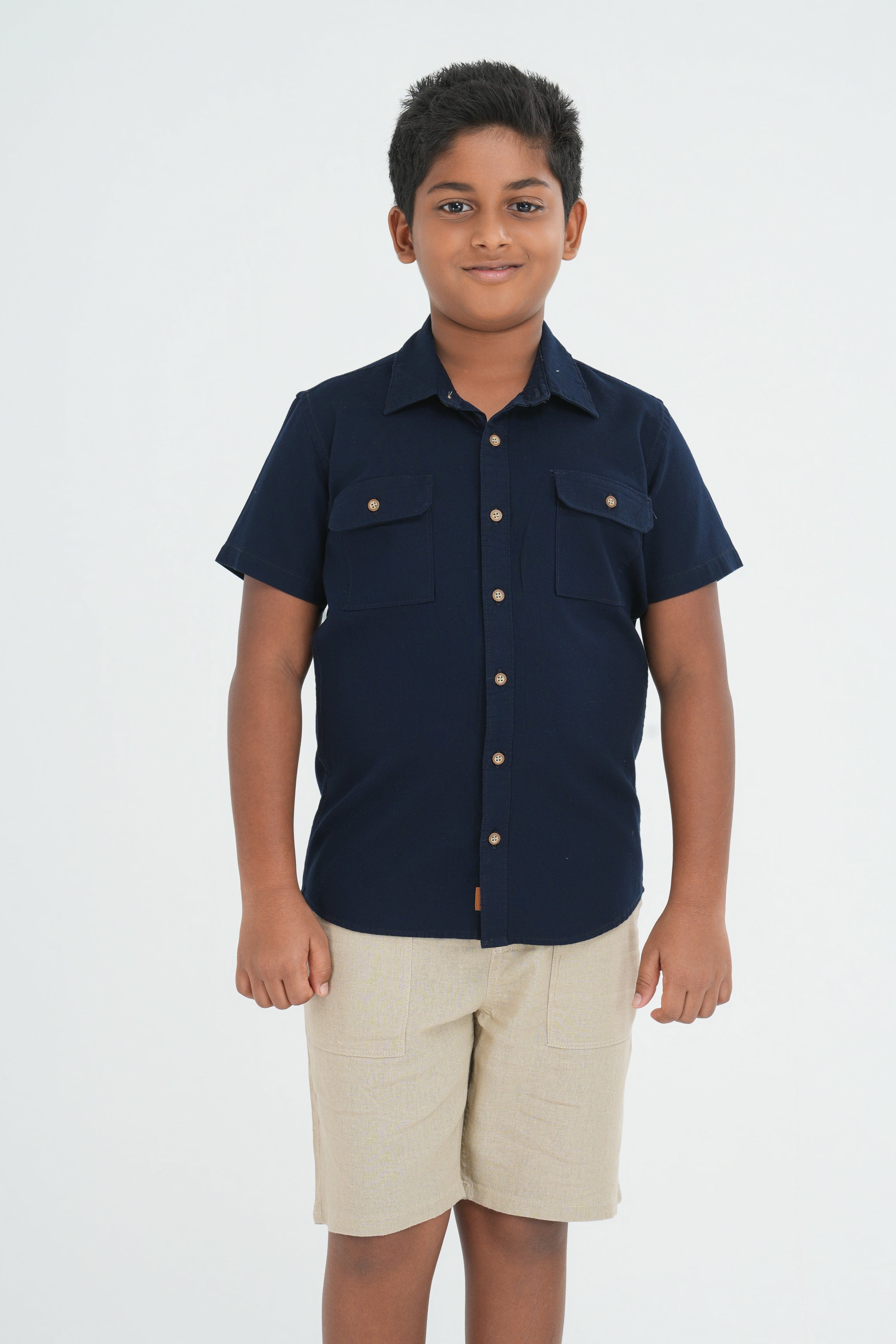 Kids' Normal Collar Cotton Shirt – Navy | AnationZ Junior