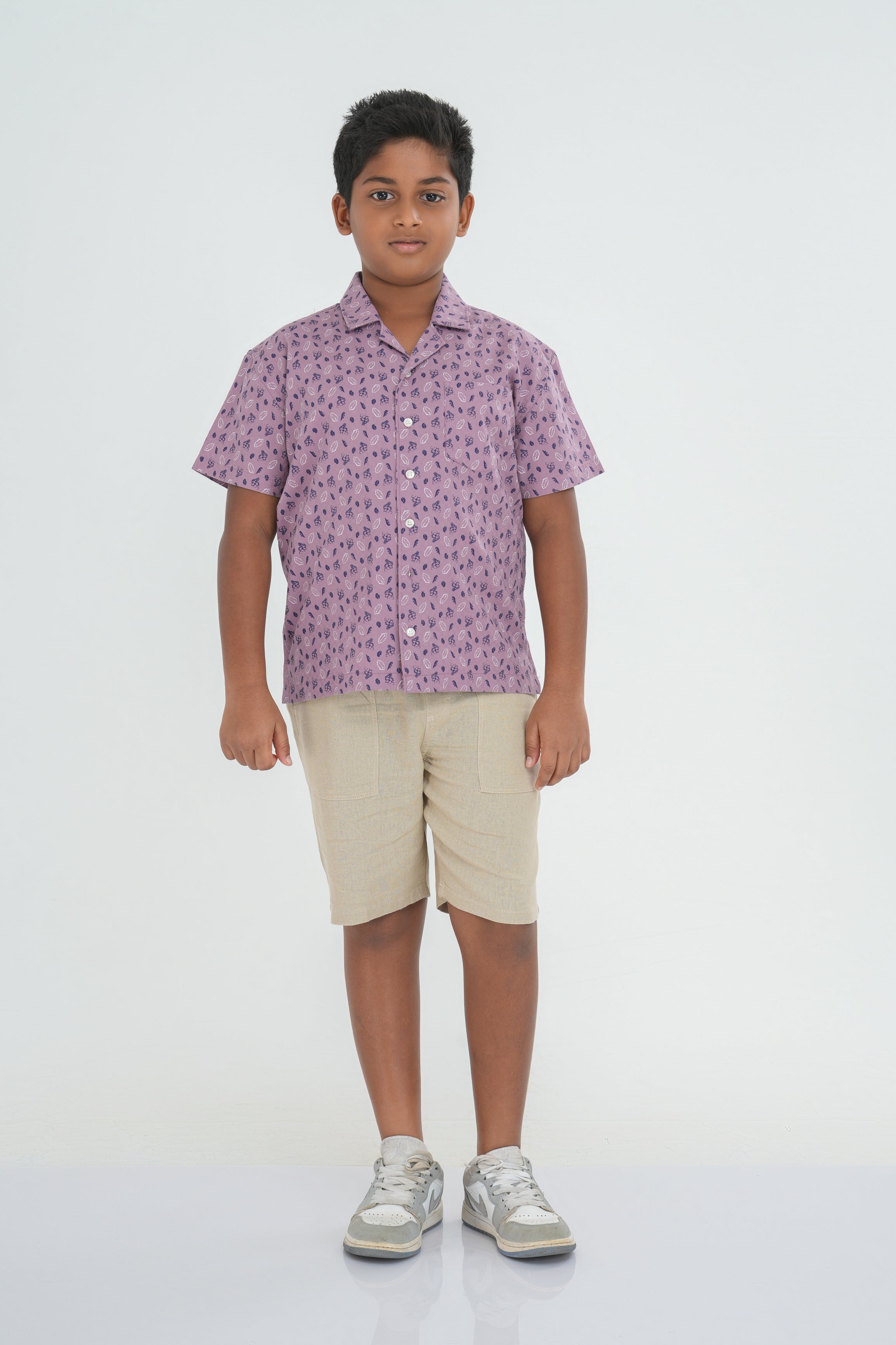 Kids’ Printed Shirt – Pink Sketch Floral | AnationZ Junior