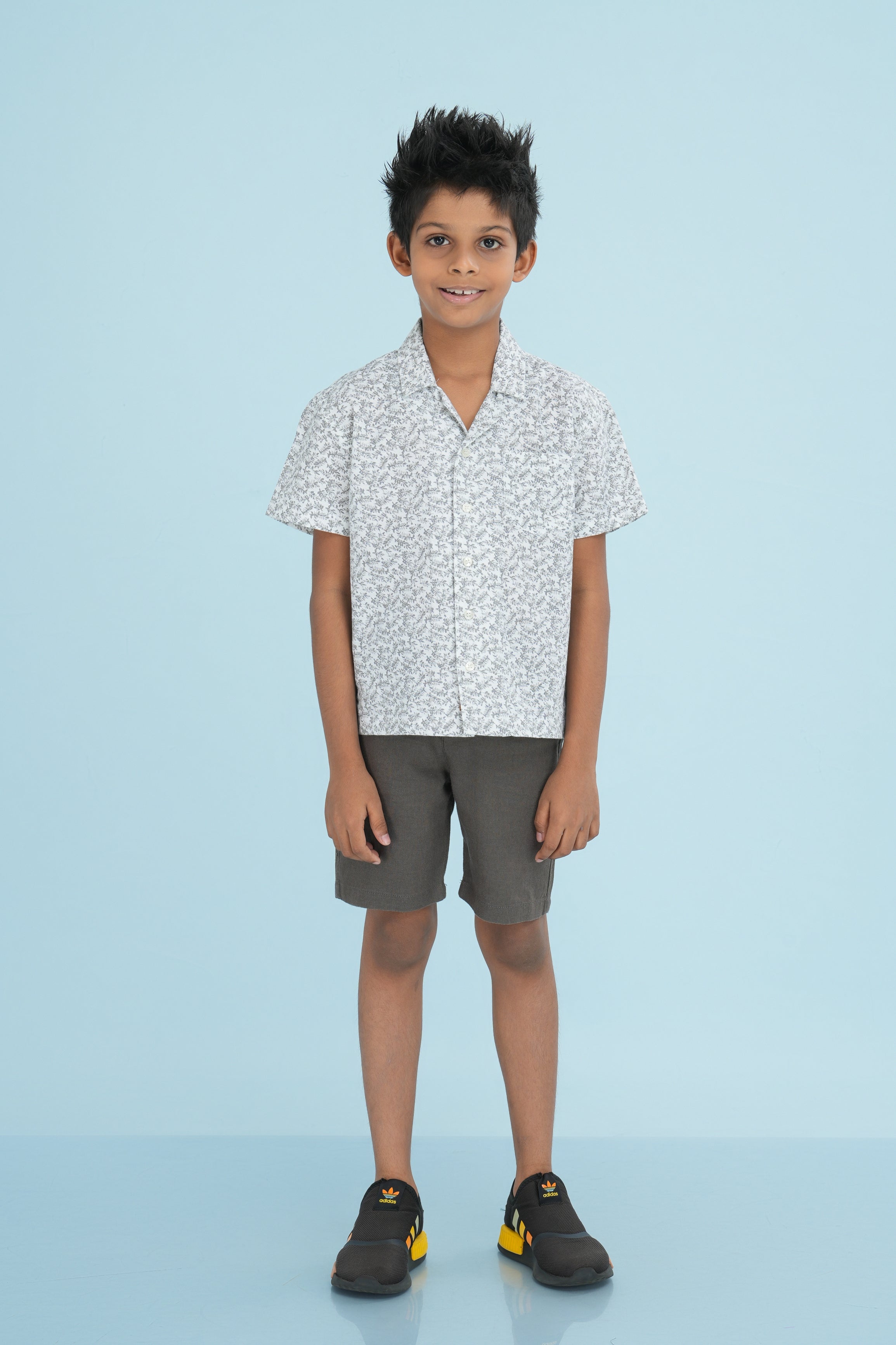 Kids’ Printed Shirt – Monochrome Floral | AnationZ Junior