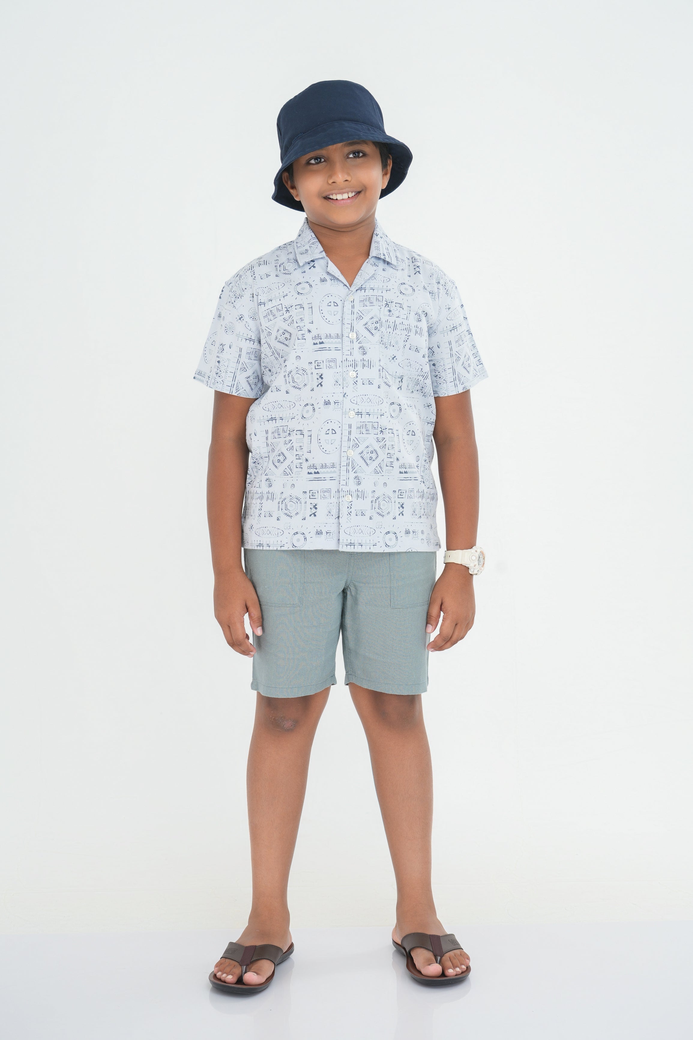 Kids’ Printed Shirt – Grey Motif | AnationZ Junior