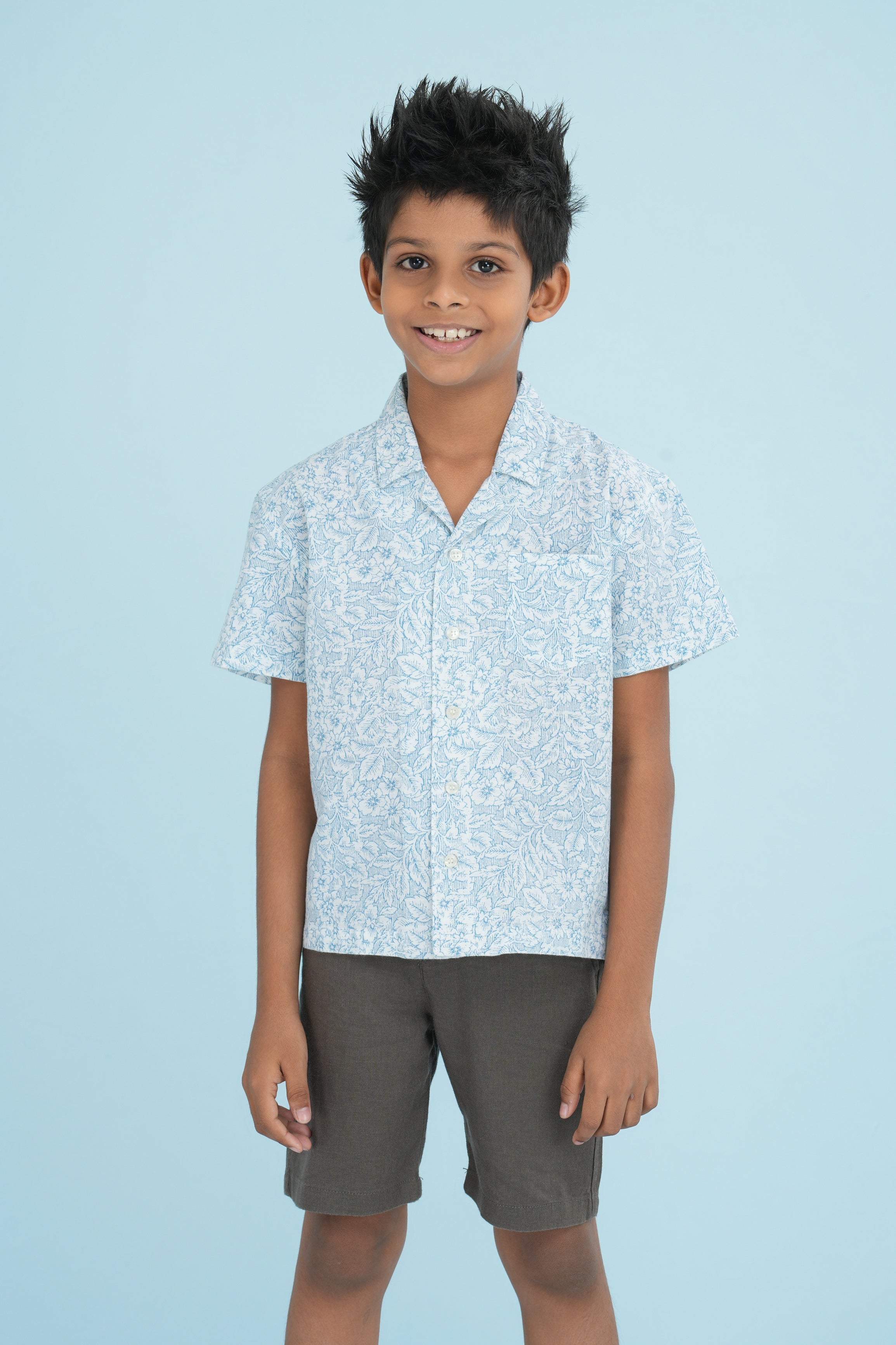Kids’ Printed Shirt – Sky Leaf | AnationZ Junior