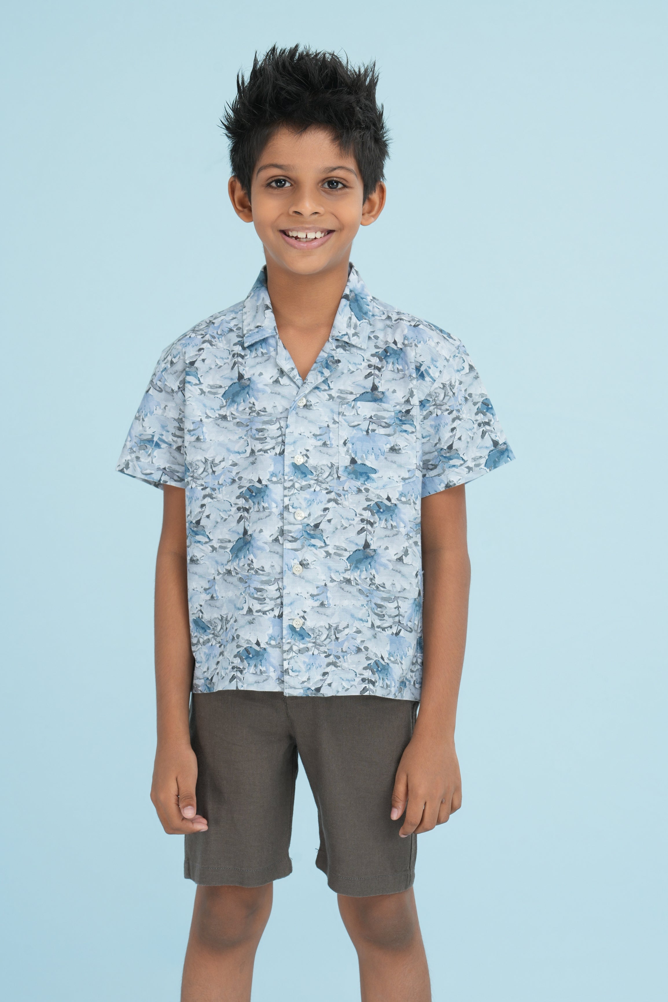 Kids’ Printed Shirt – Blue Camouflage | AnationZ Junior