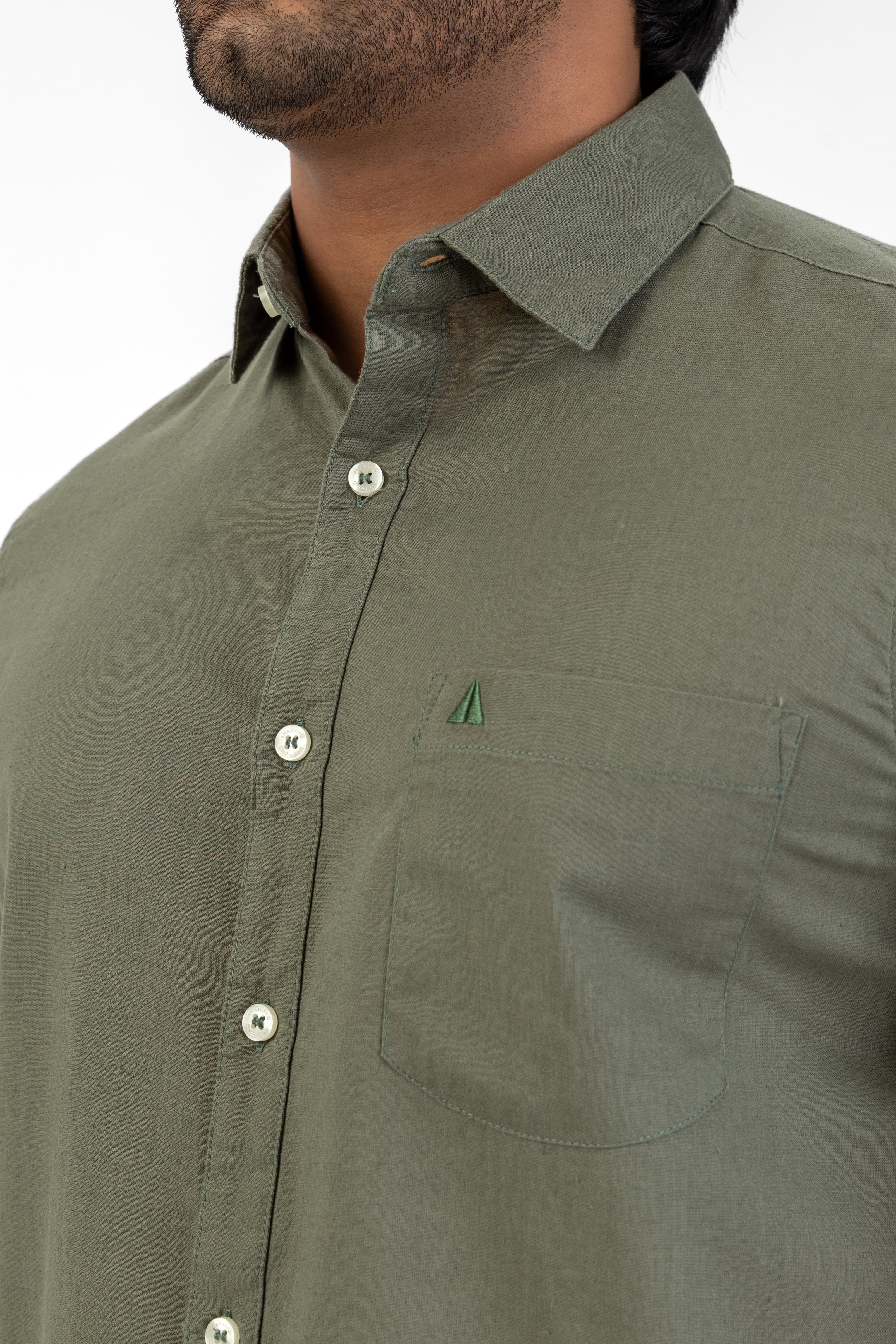 Short Sleeve Linen Cotton Shirt – Olive