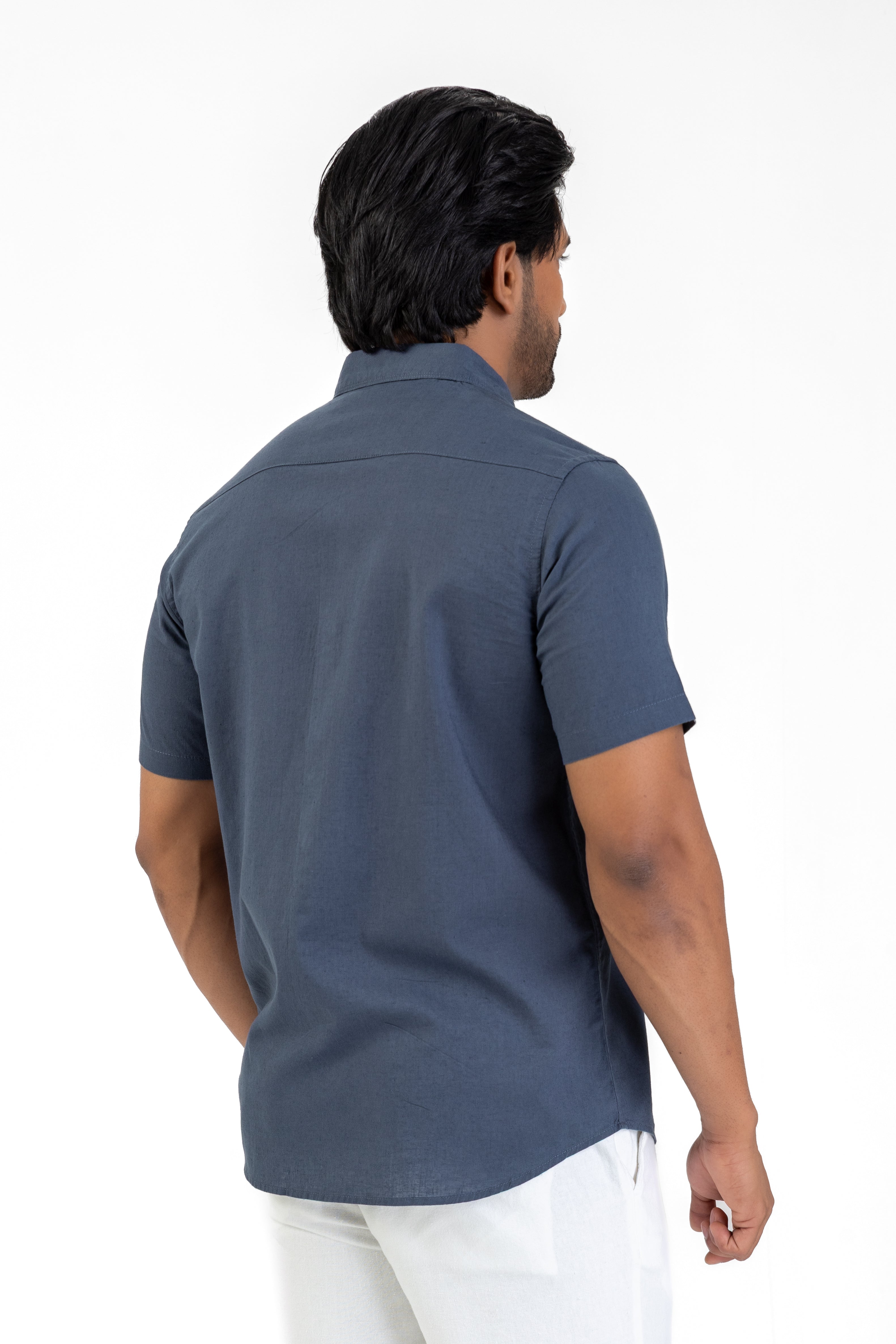 Short Sleeve Linen Cotton Shirt – Dark Grey
