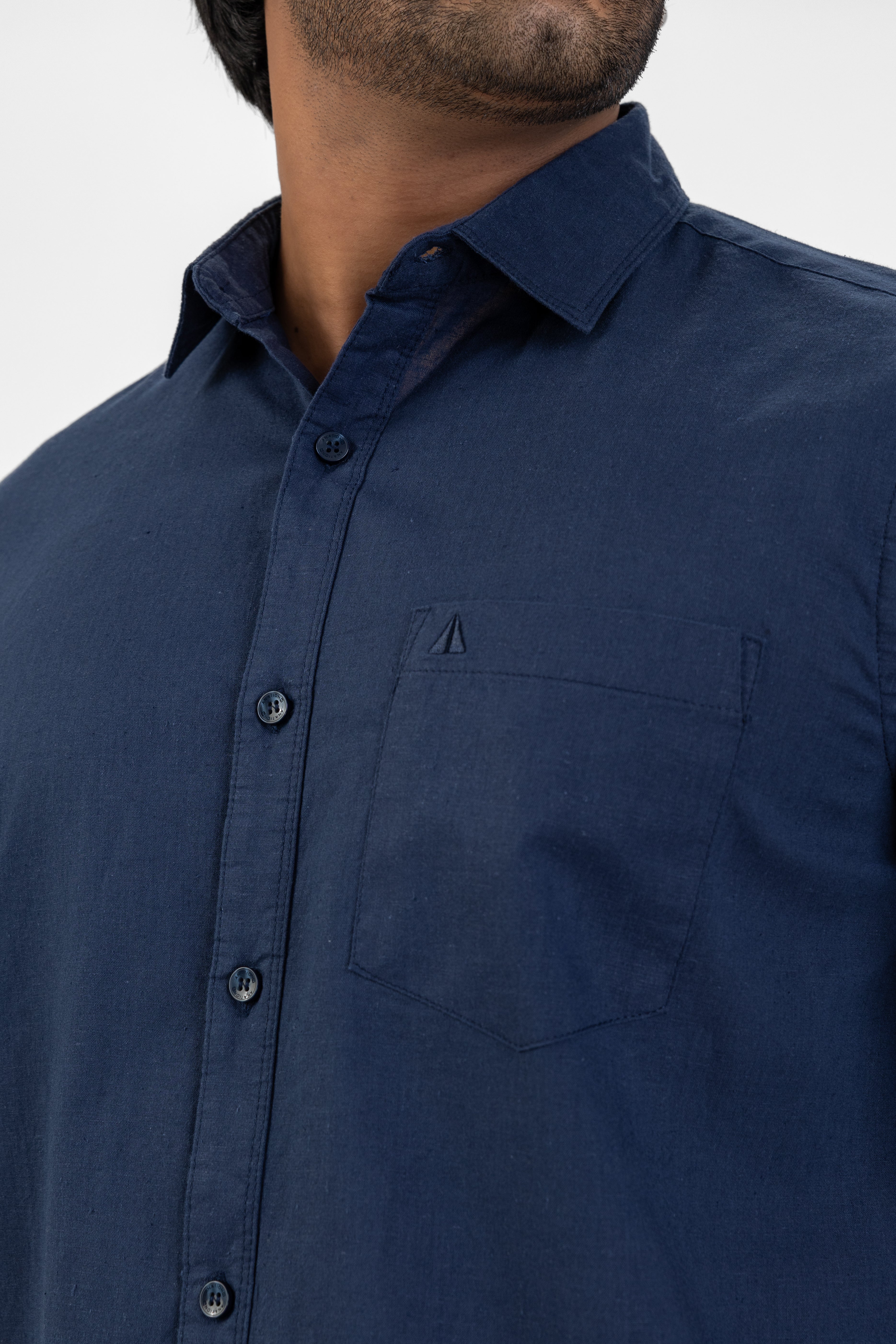 Short Sleeve Linen Cotton Shirt – Navy