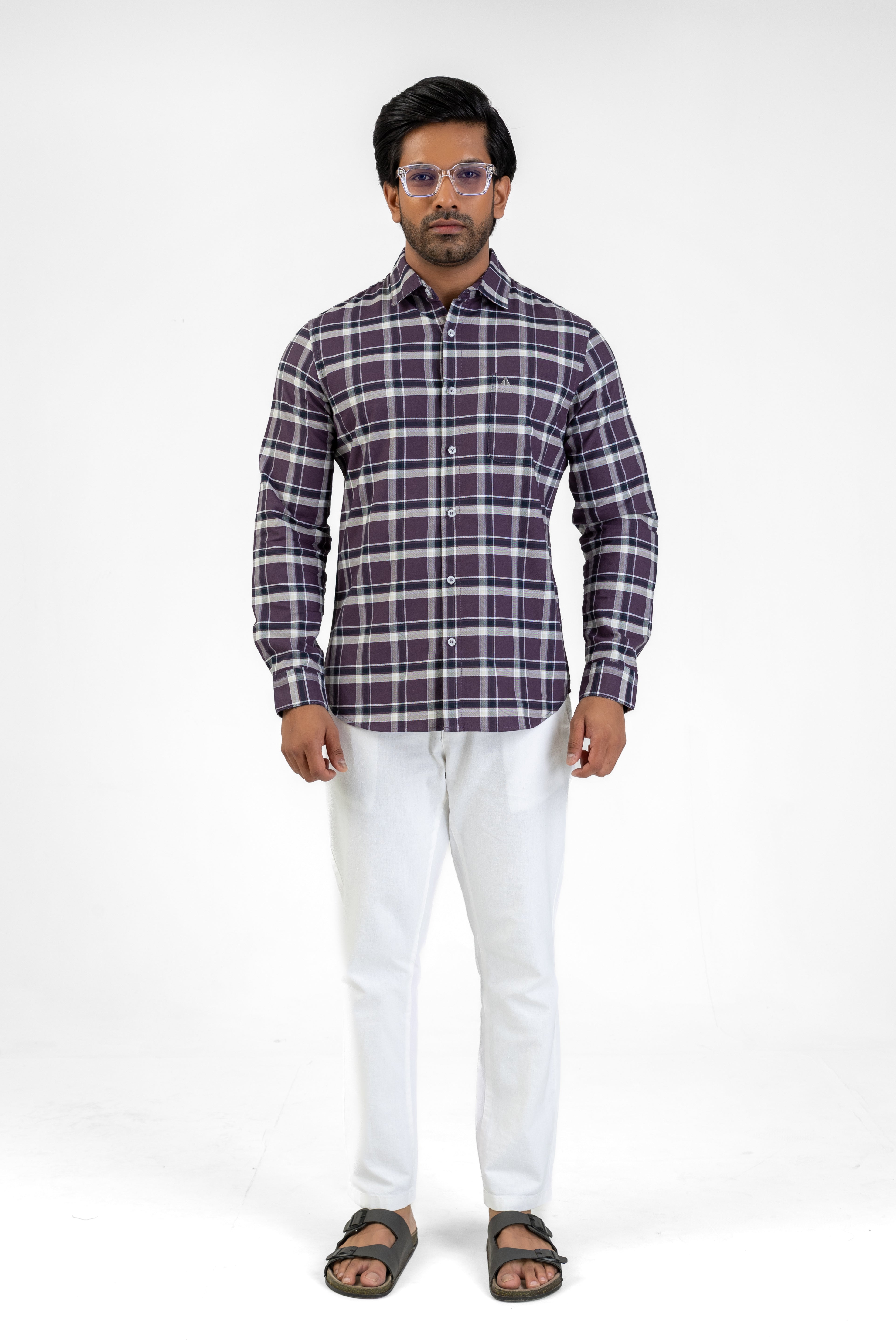 Cotton Check Shirt – Purple