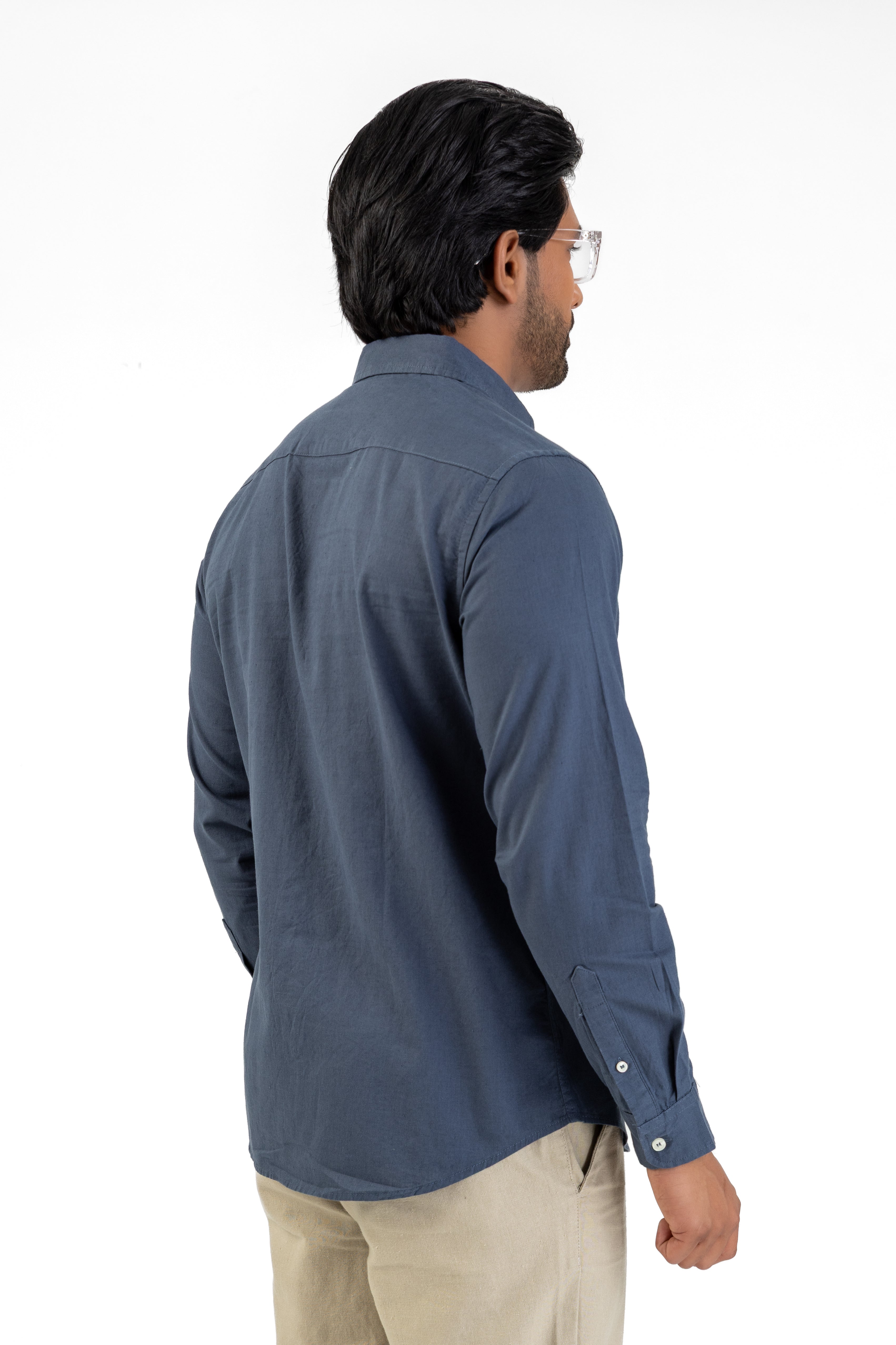 Linen Cotton Long Sleeve Shirt – Dark Grey