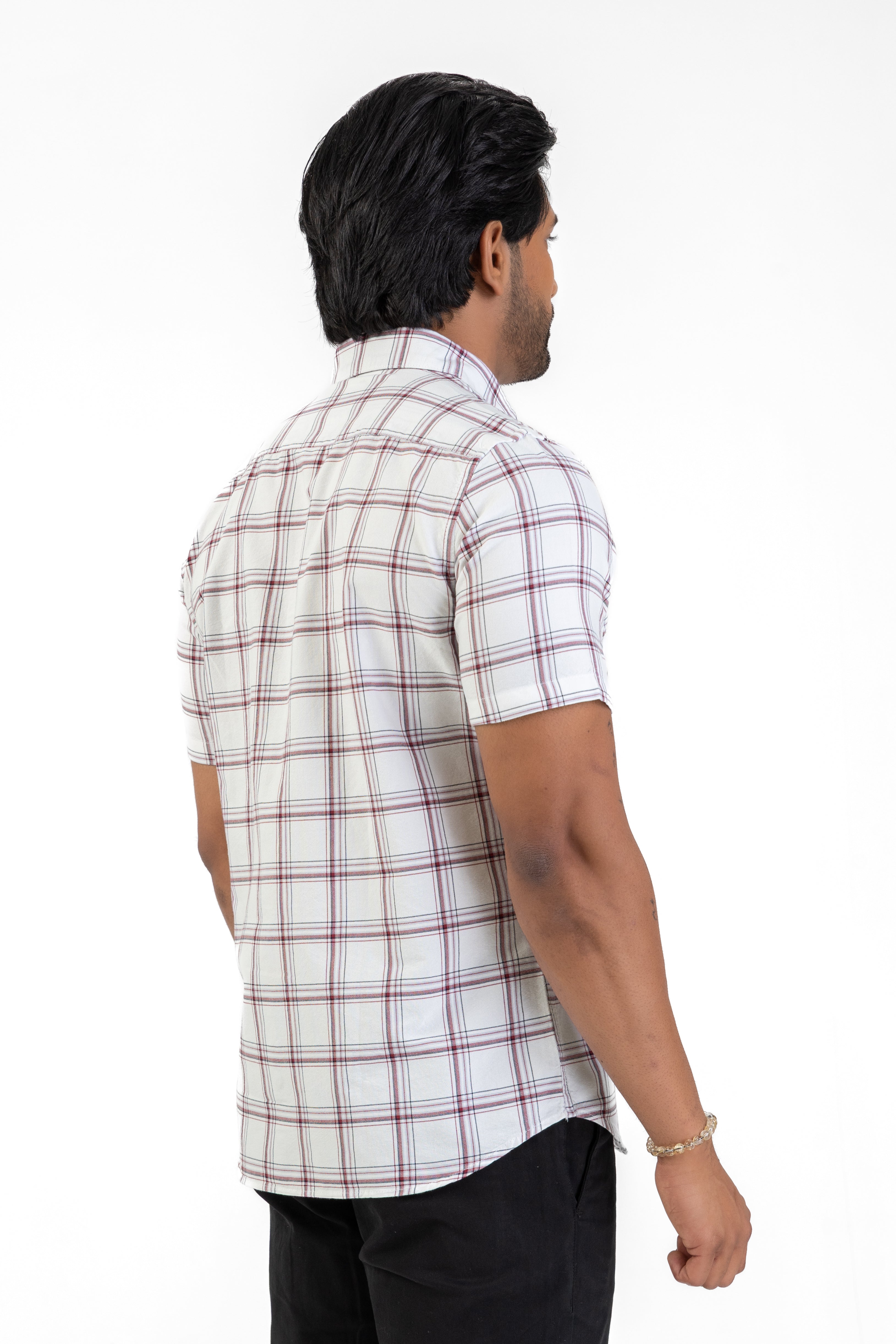 Cotton Check Shirt – White