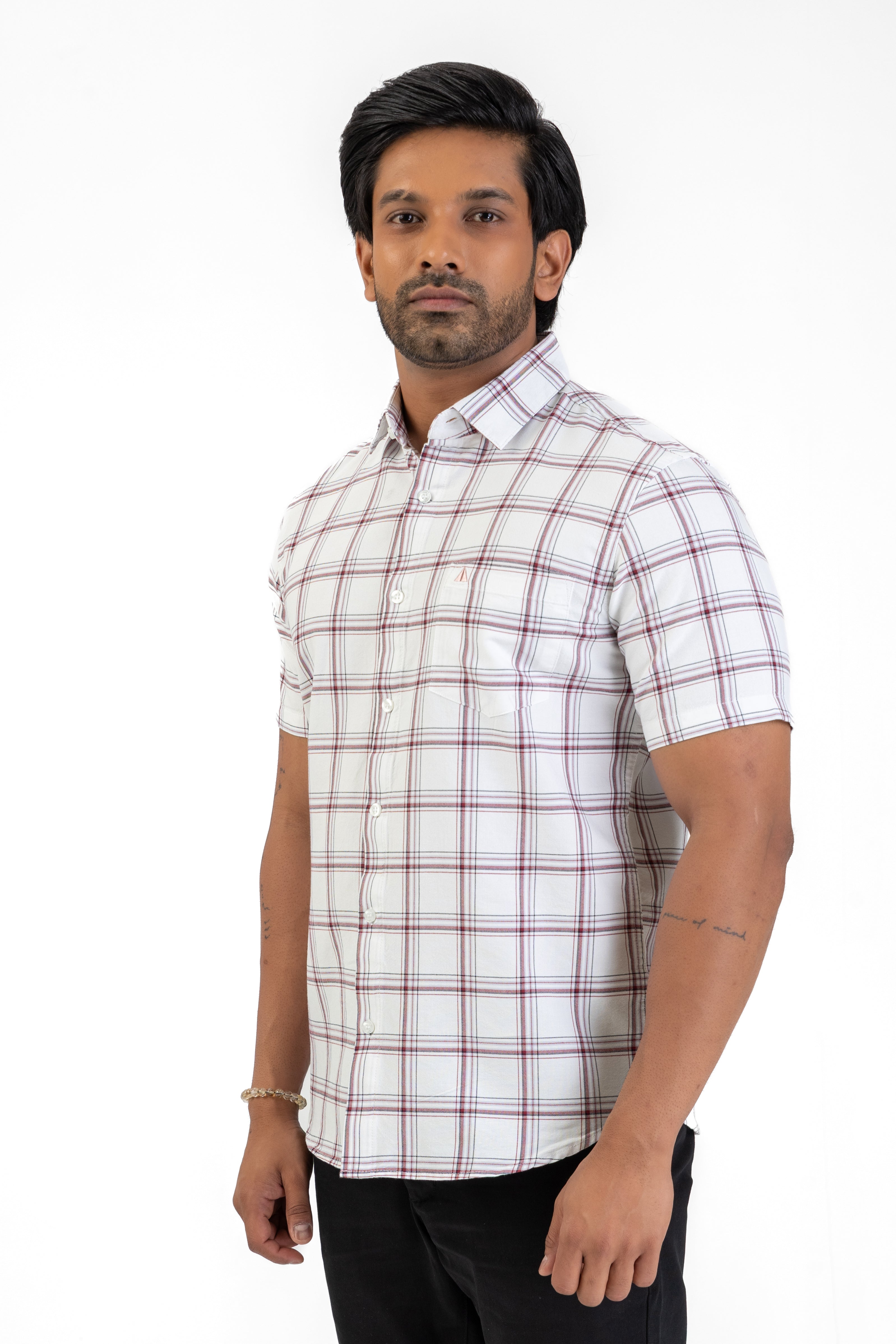 Cotton Check Shirt – White