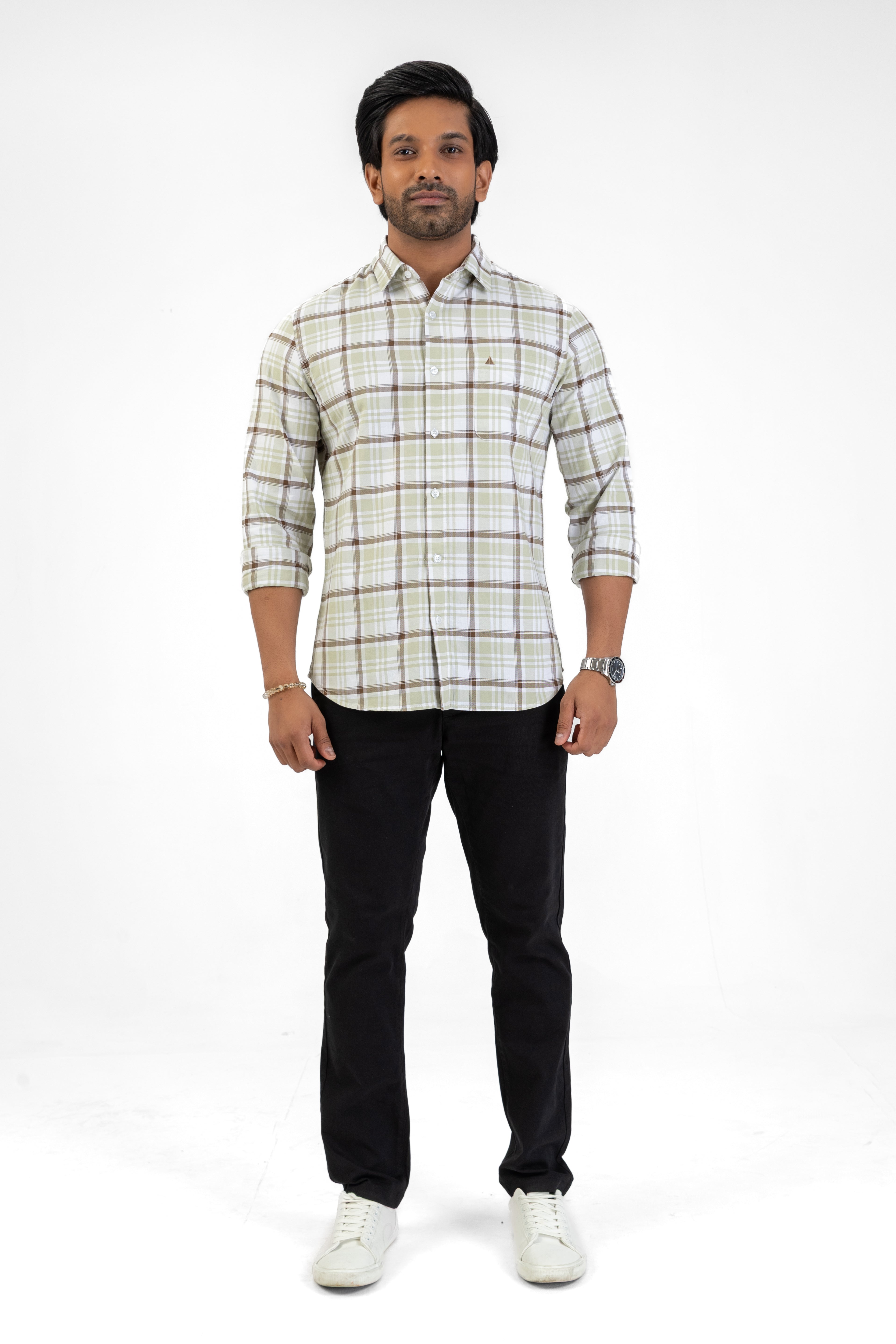 Cotton Check Shirt – White