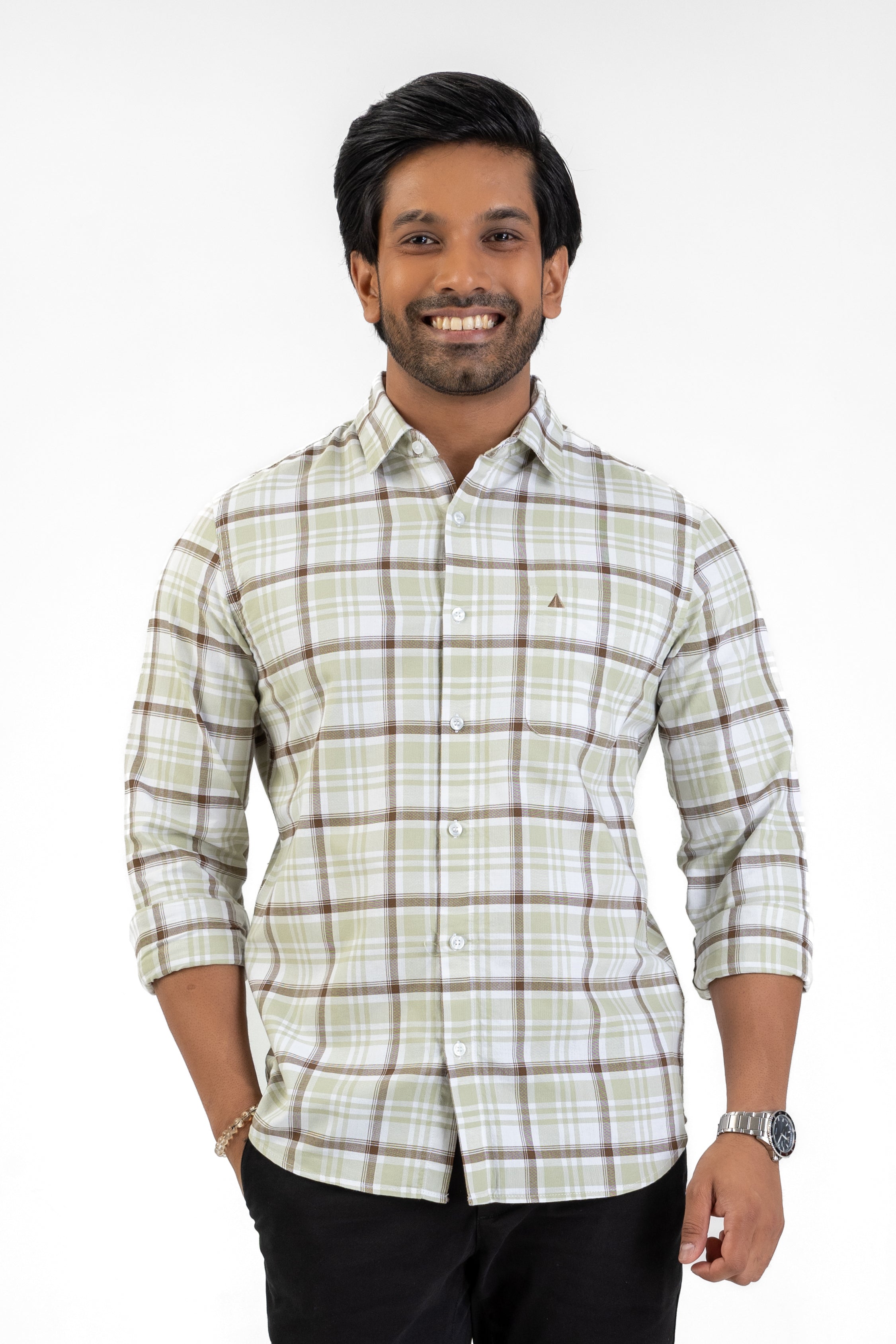Cotton Check Shirt – White