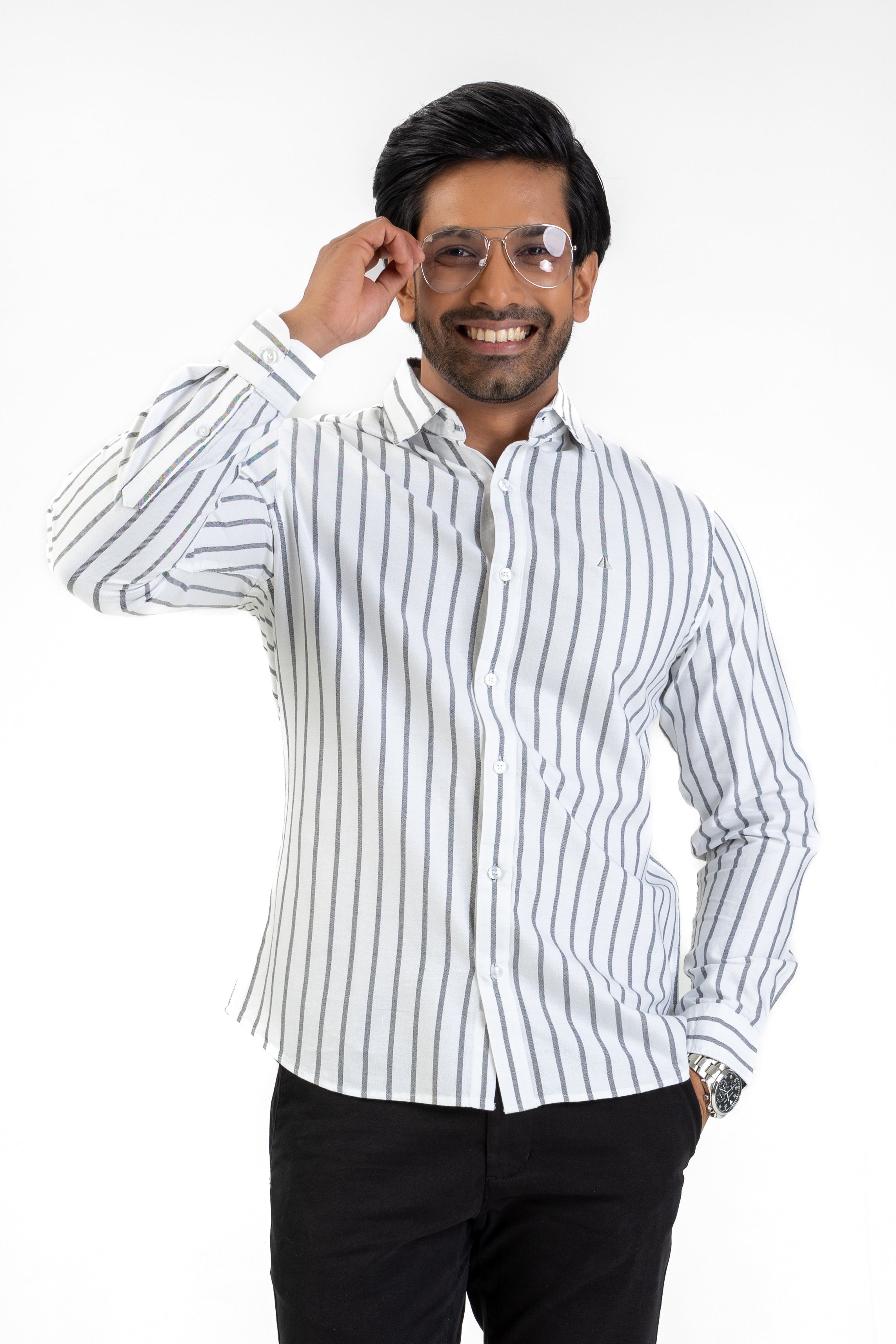 AnationZ Essential Cotton Stripe Long Sleeve Shirt - Anationz Sri Lanka