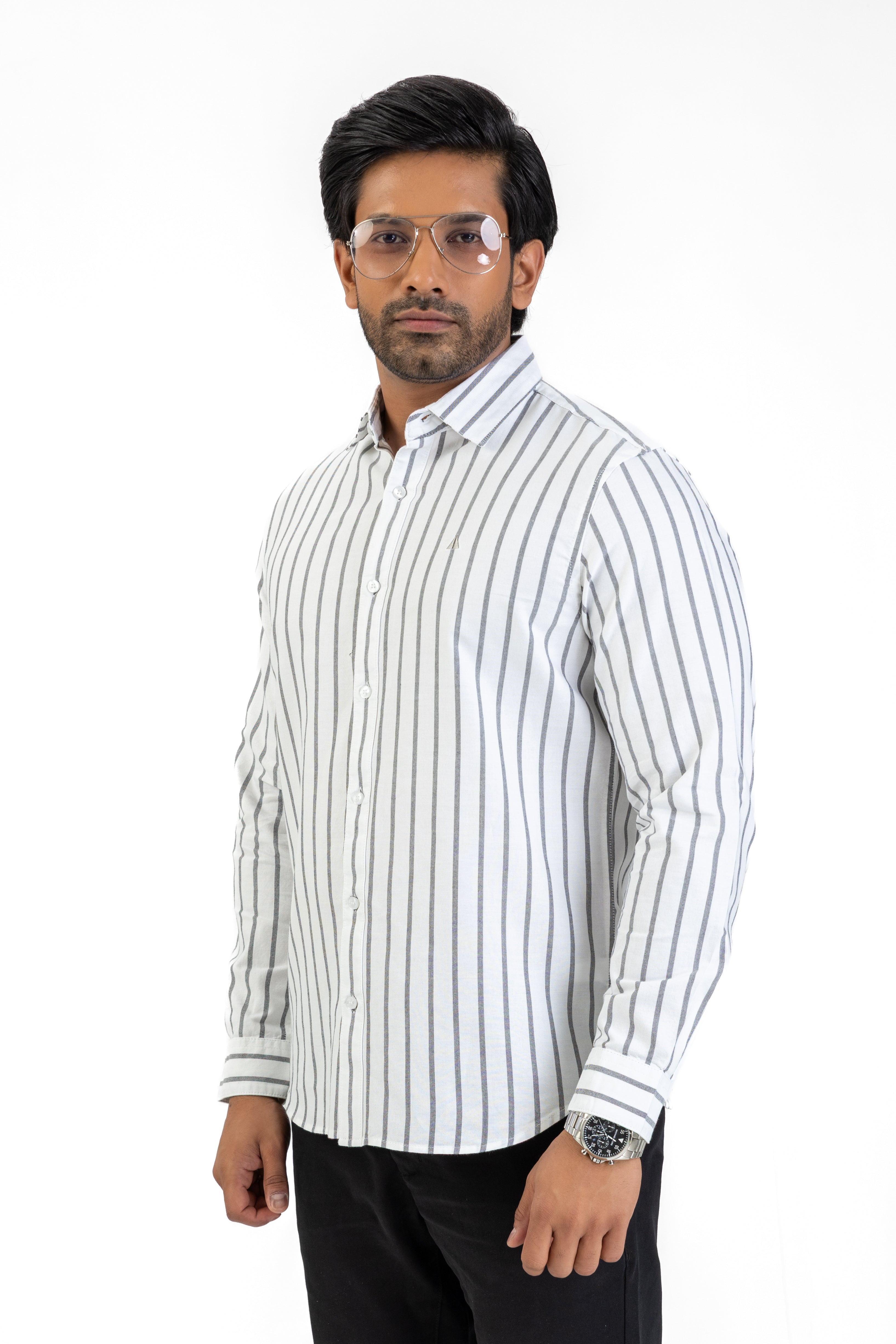 AnationZ Essential Cotton Stripe Long Sleeve Shirt - Anationz Sri Lanka