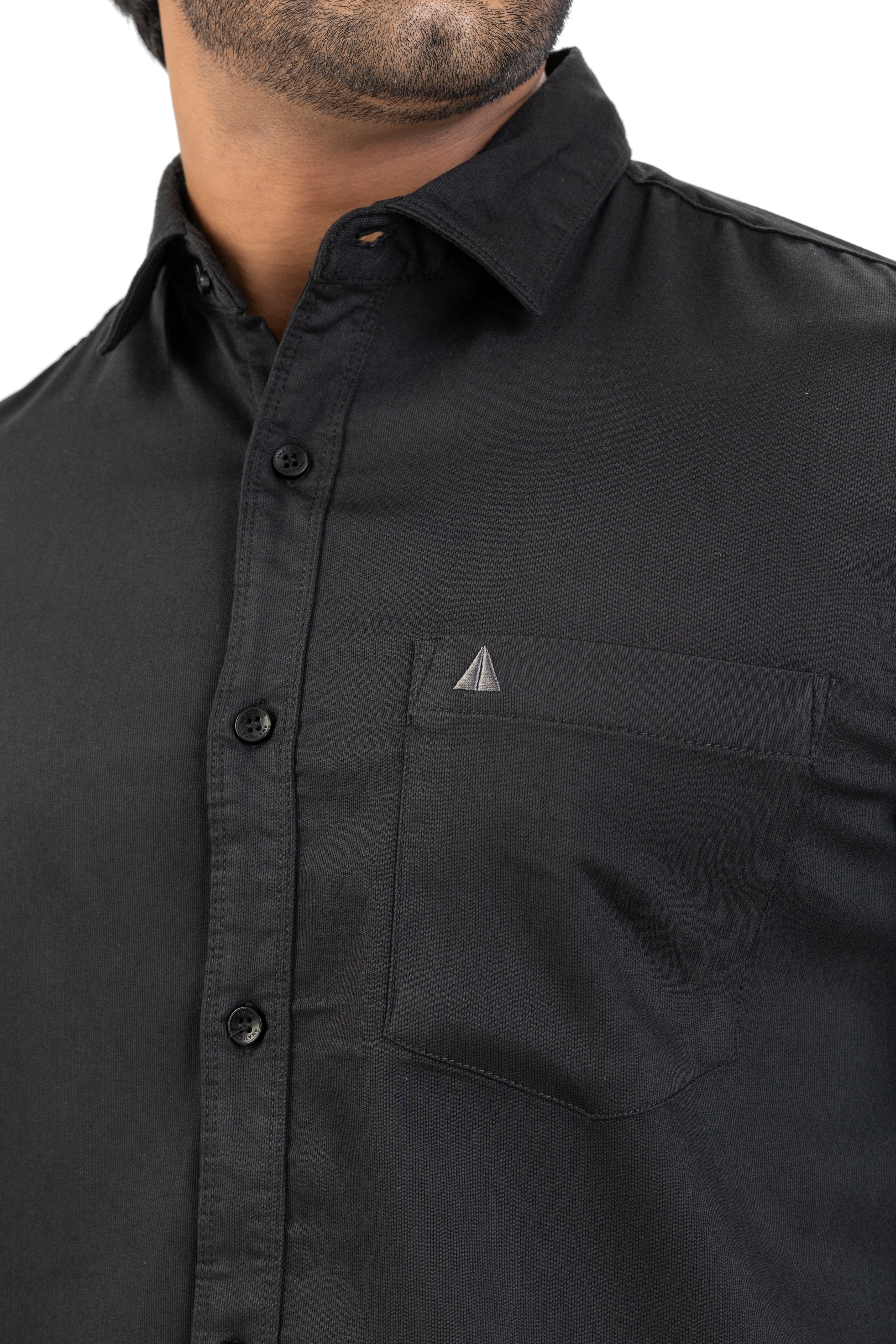 Cord Lycra Stretch Shirt – Black