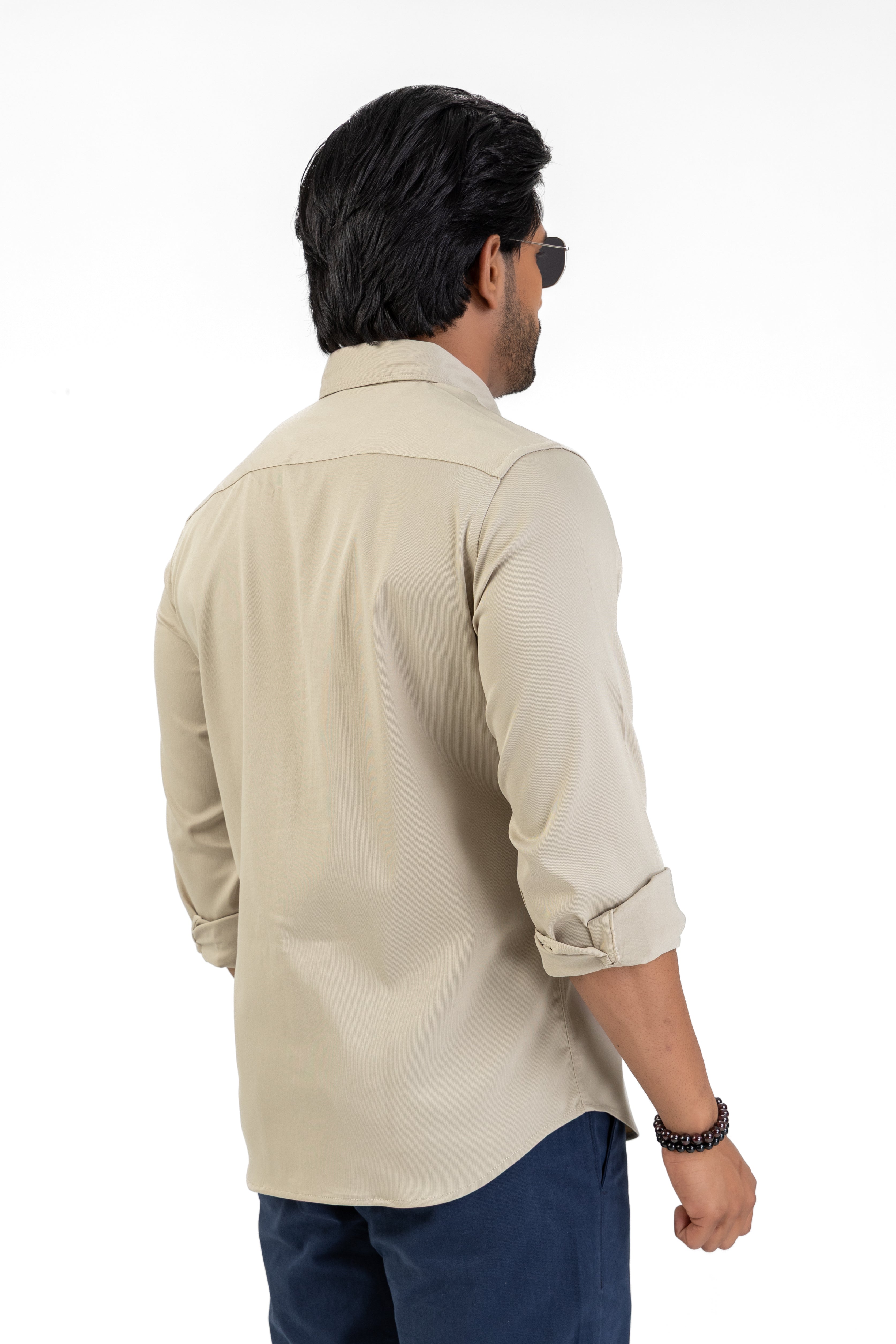 Cord Lycra Stretch Shirt – Cream