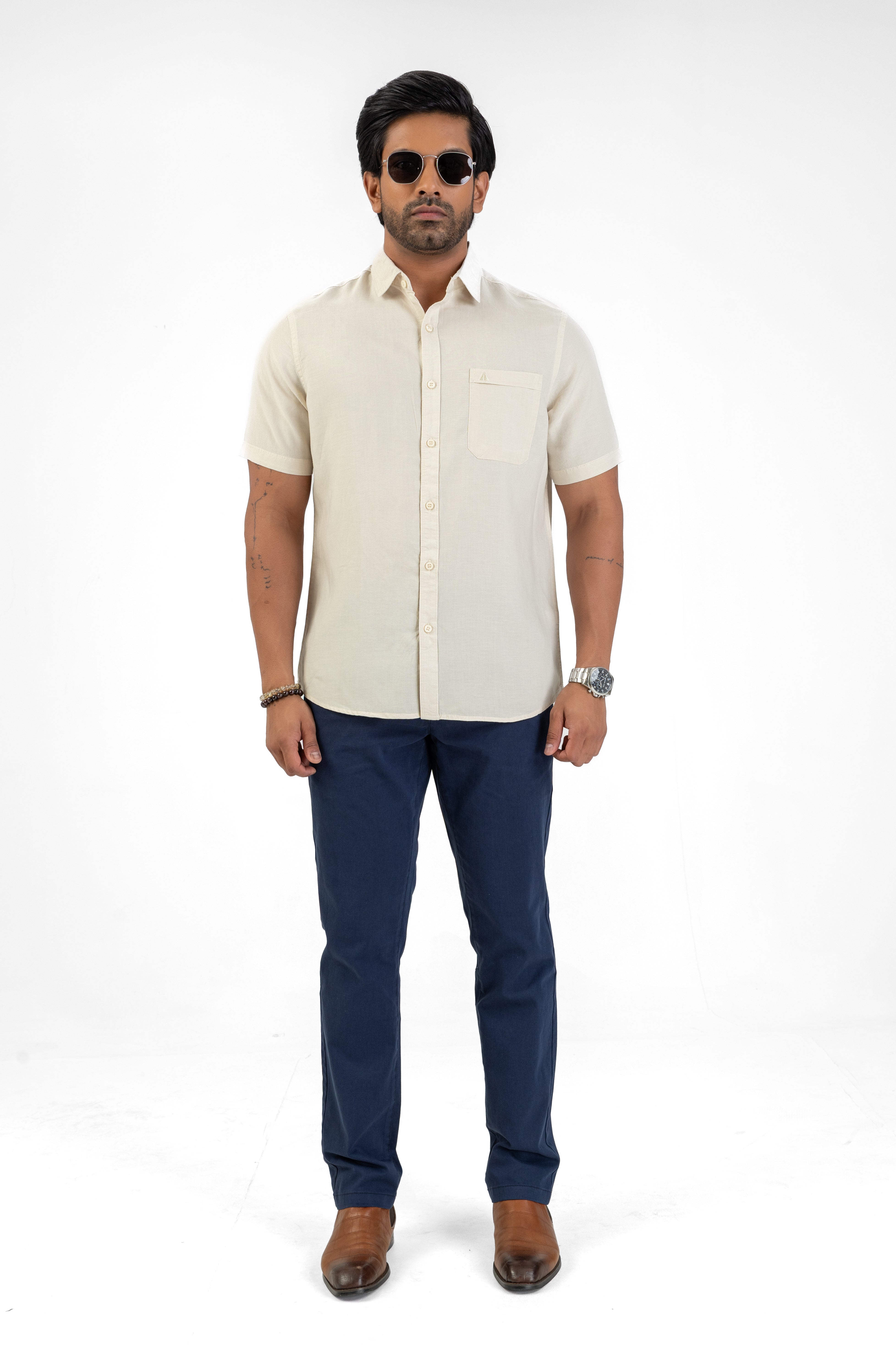 Excel Linen Short Sleeve Shirt – Cream