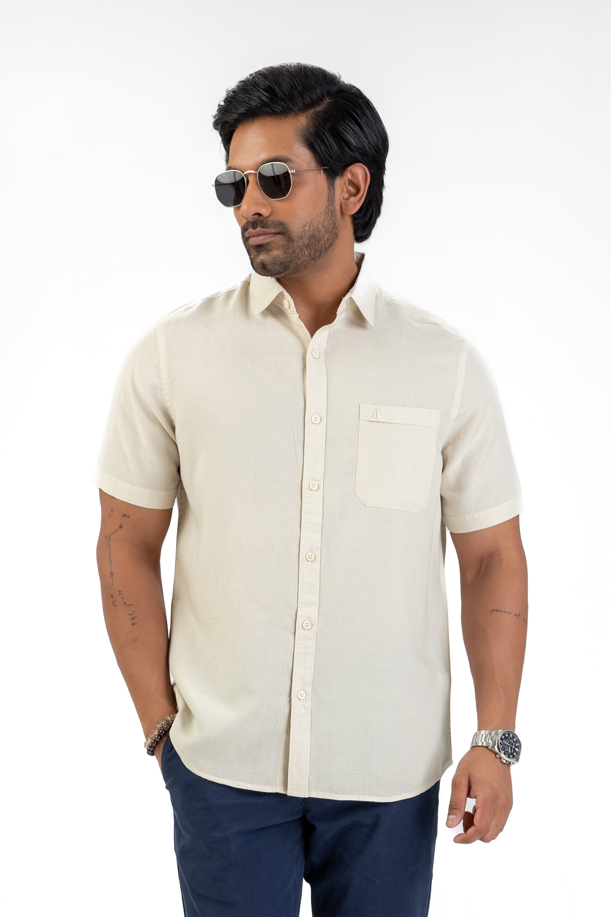 Excel Linen Short Sleeve Shirt – Cream