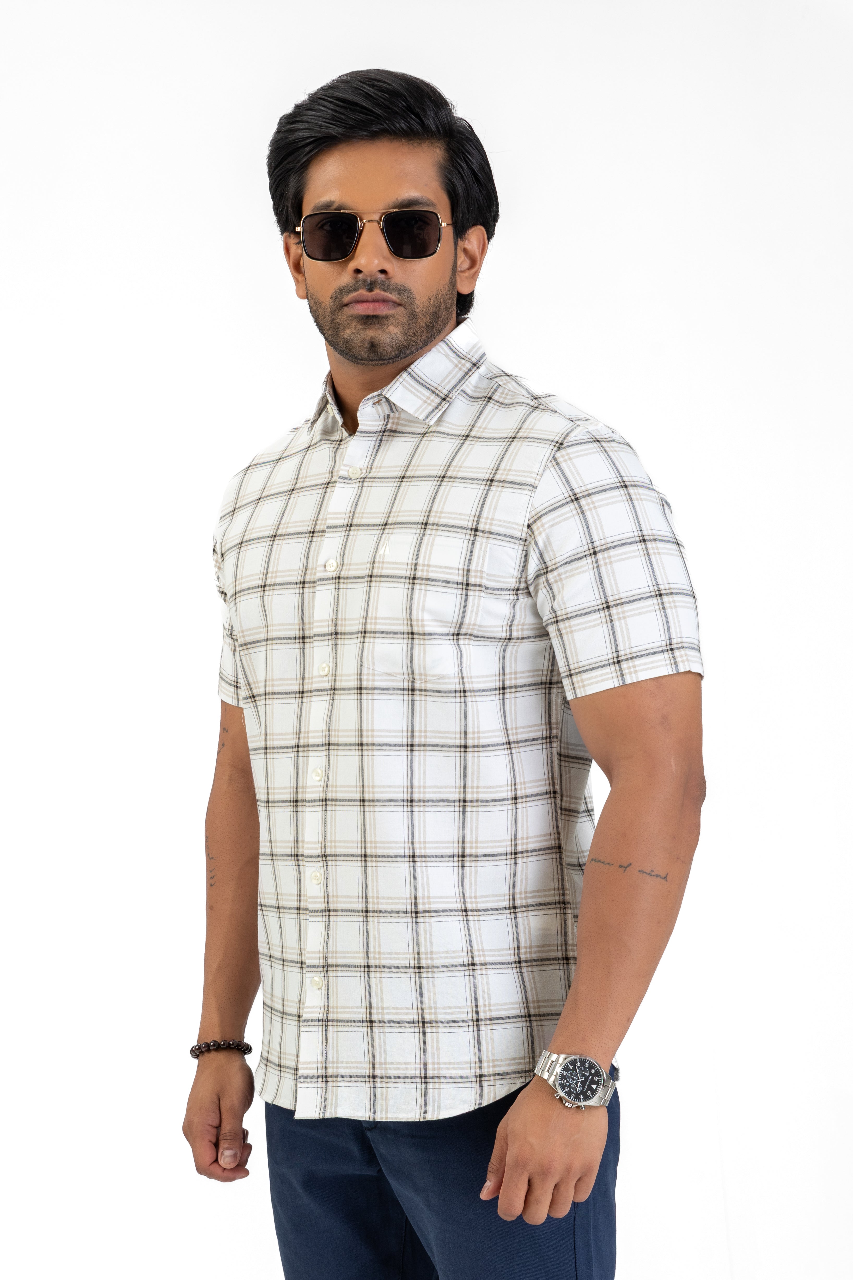 Cotton Check Shirt – Brown
