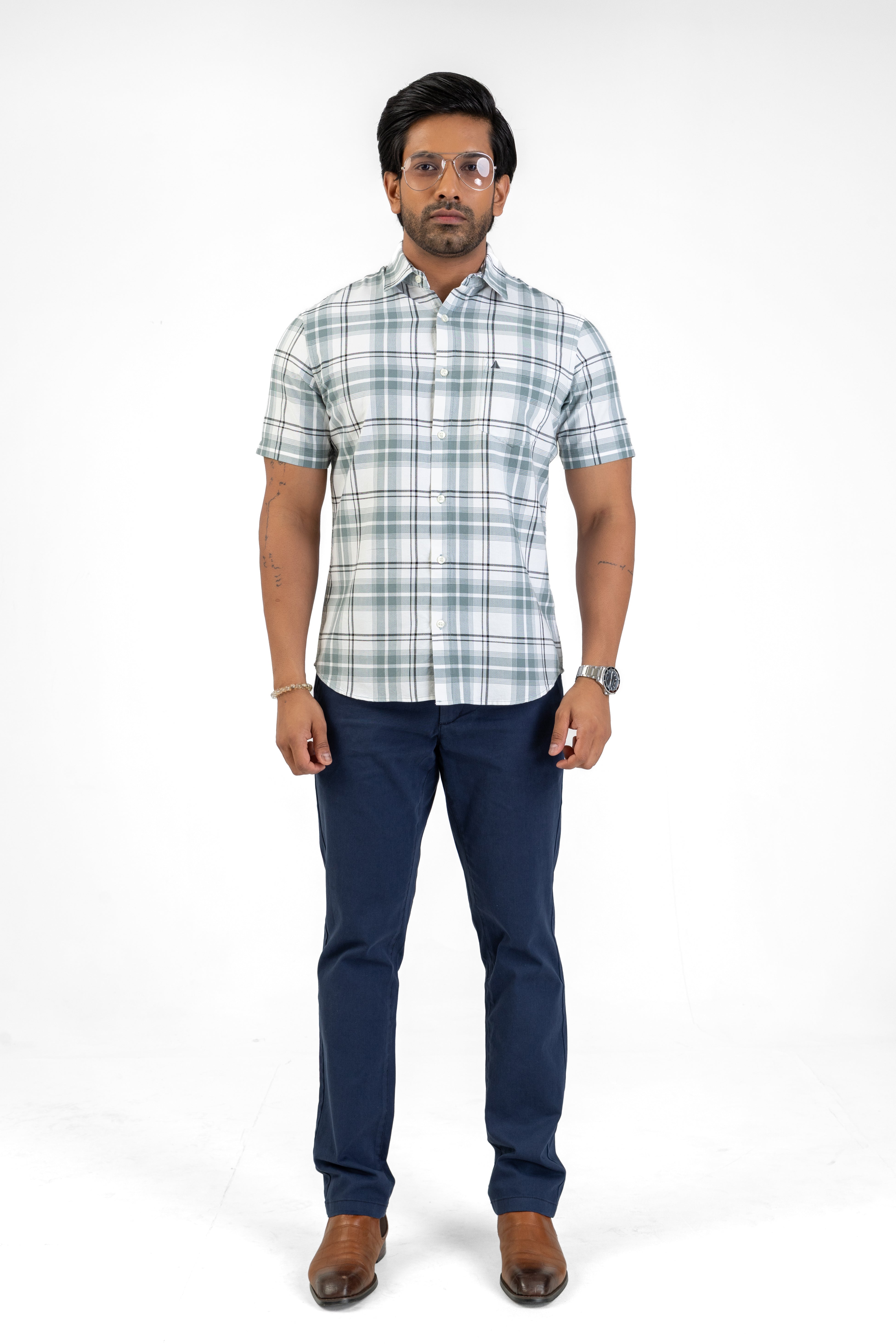 Cotton Check Shirt – Green