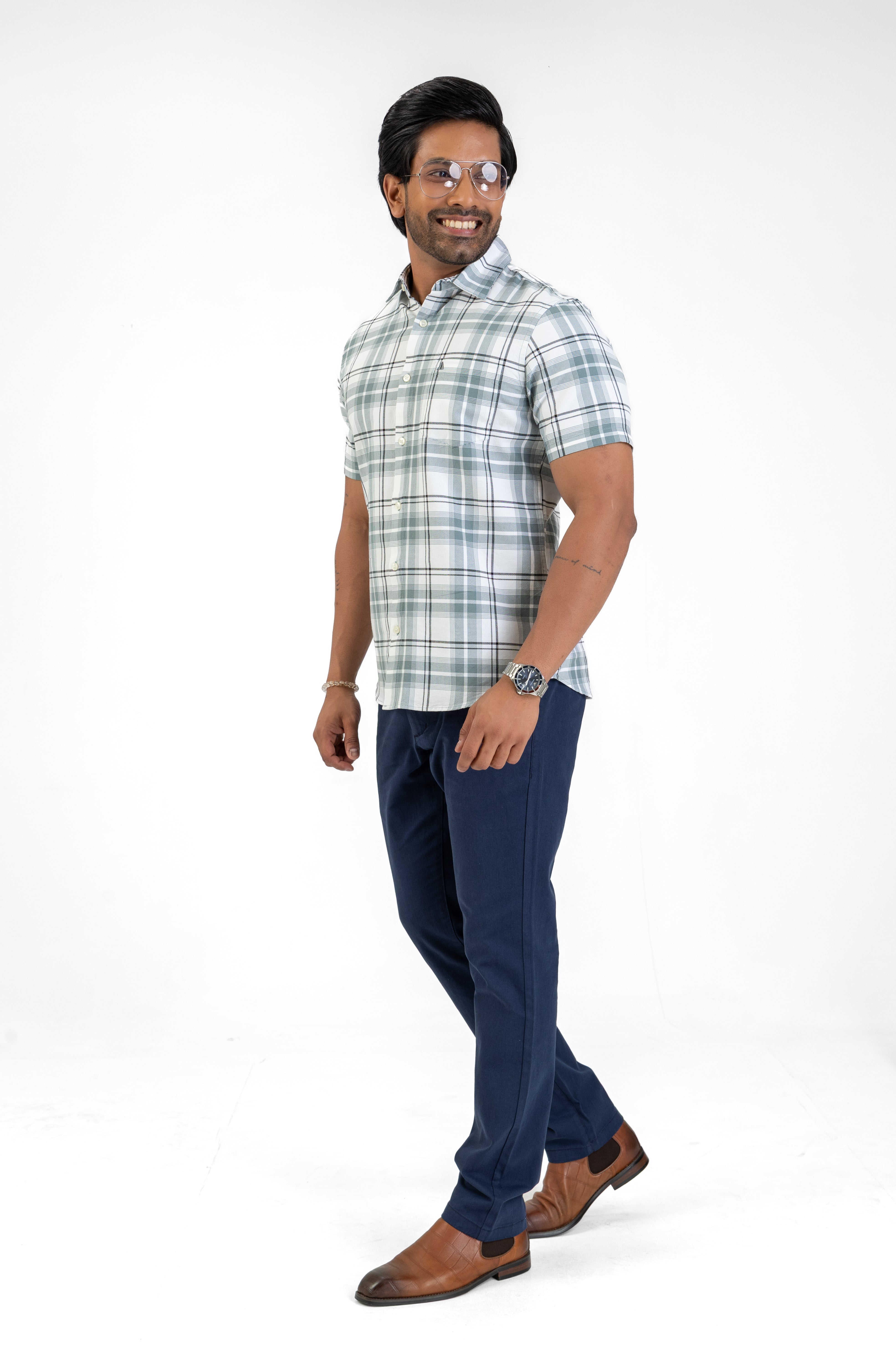 Cotton Check Shirt – Green