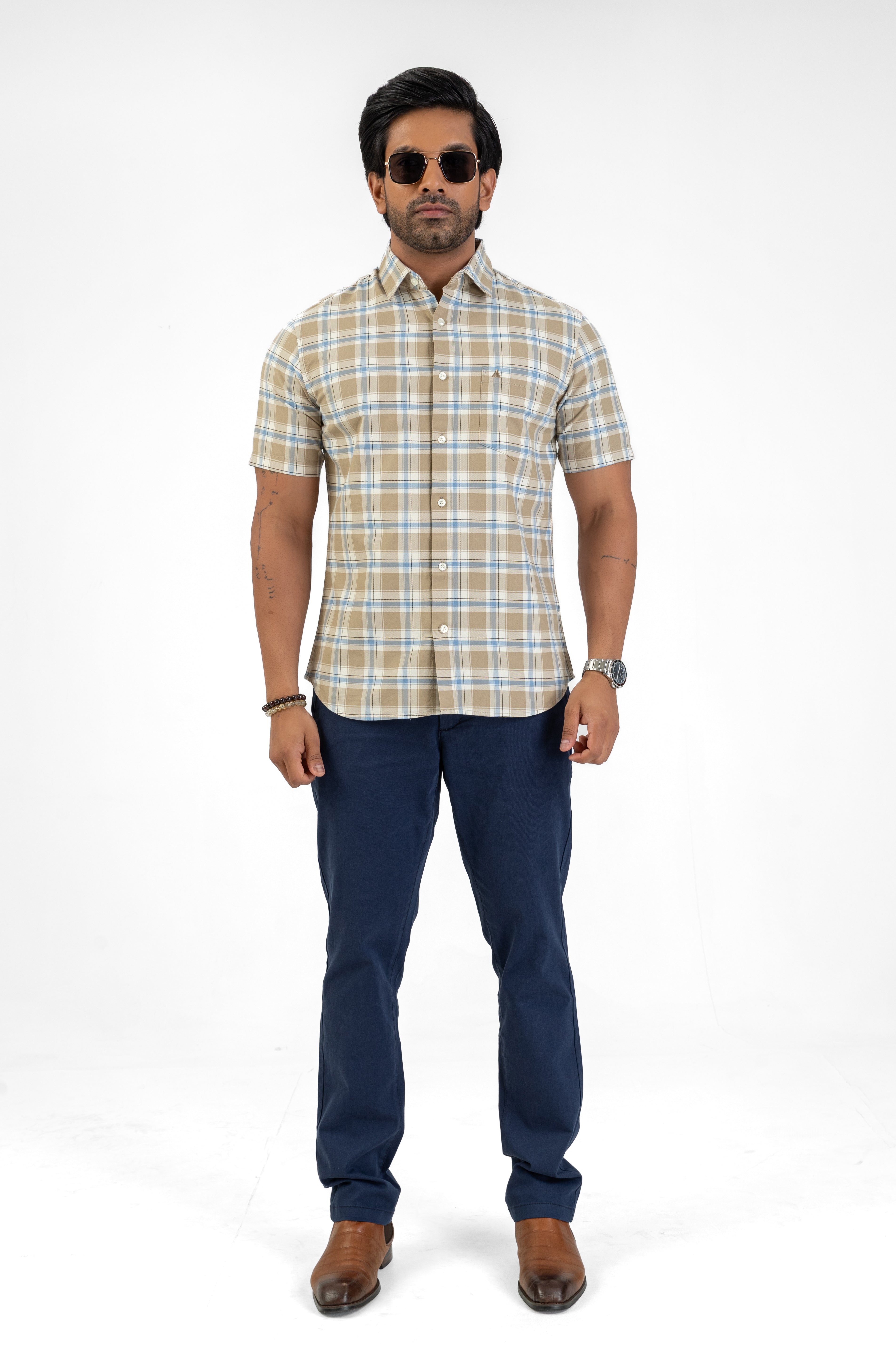 Cotton Check Shirt – Second Brown