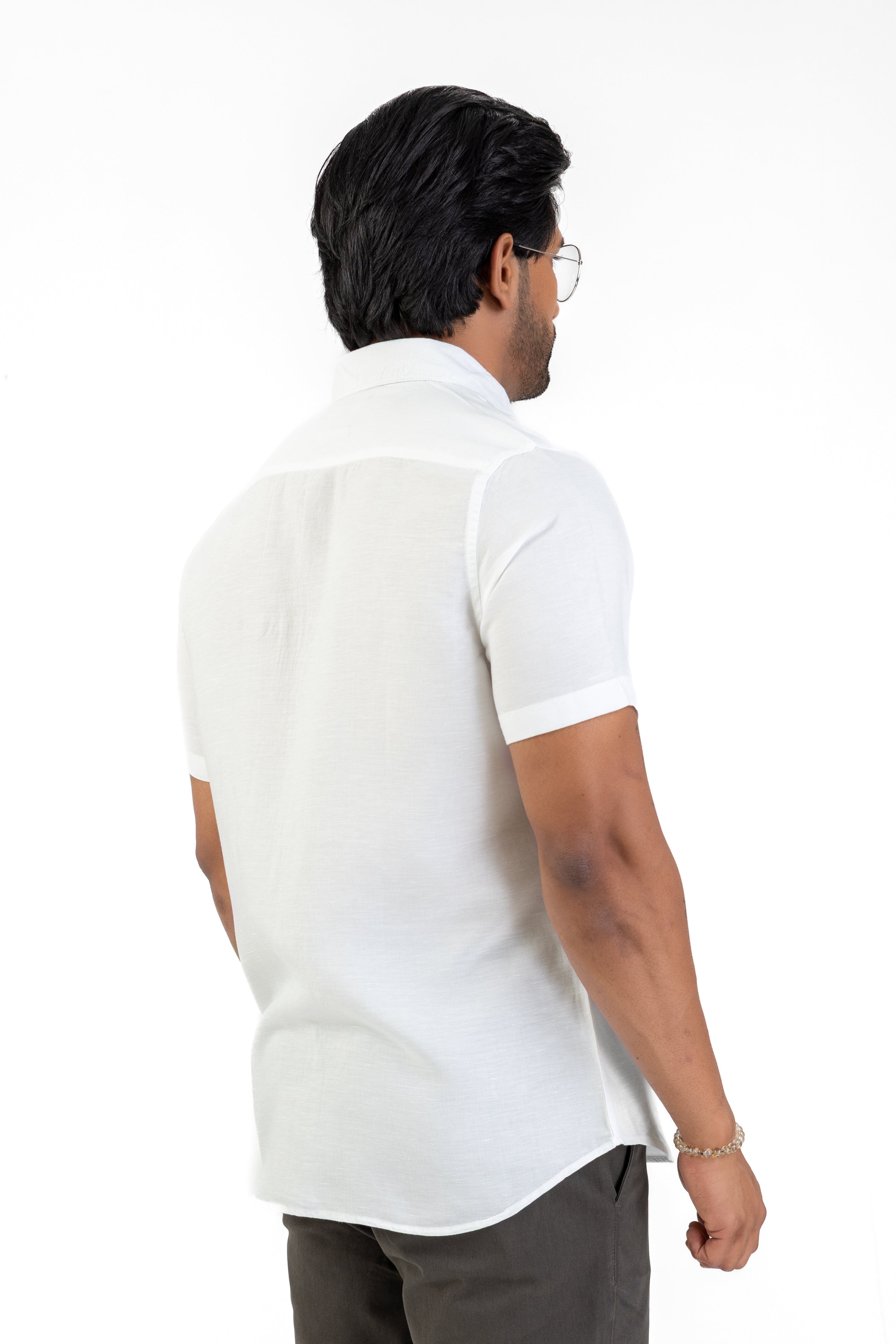 100% Linen Short Sleeve Shirt – White