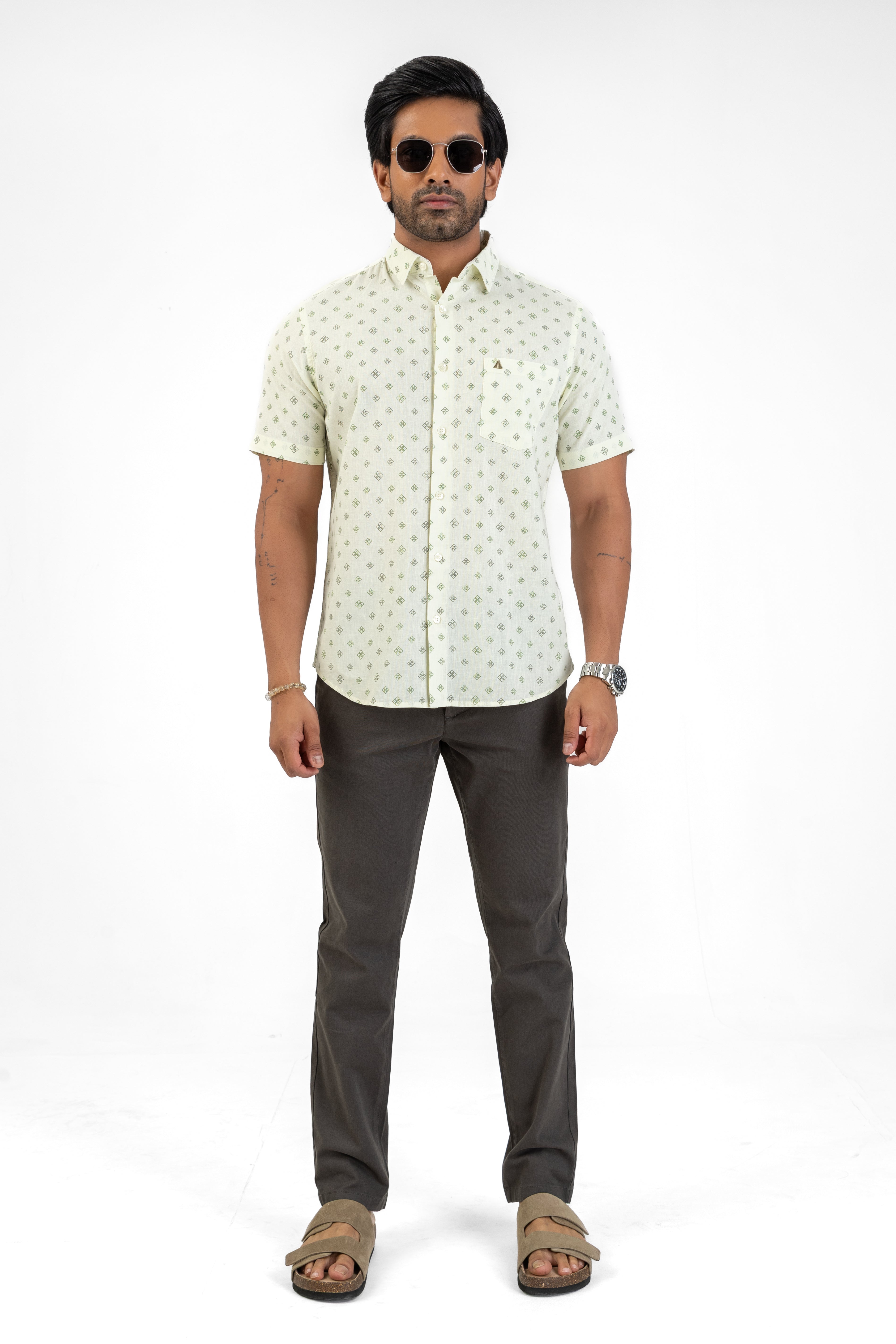 AnationZ Heritage Linen Printed Short Sleeve Shirt - Sri Lanka