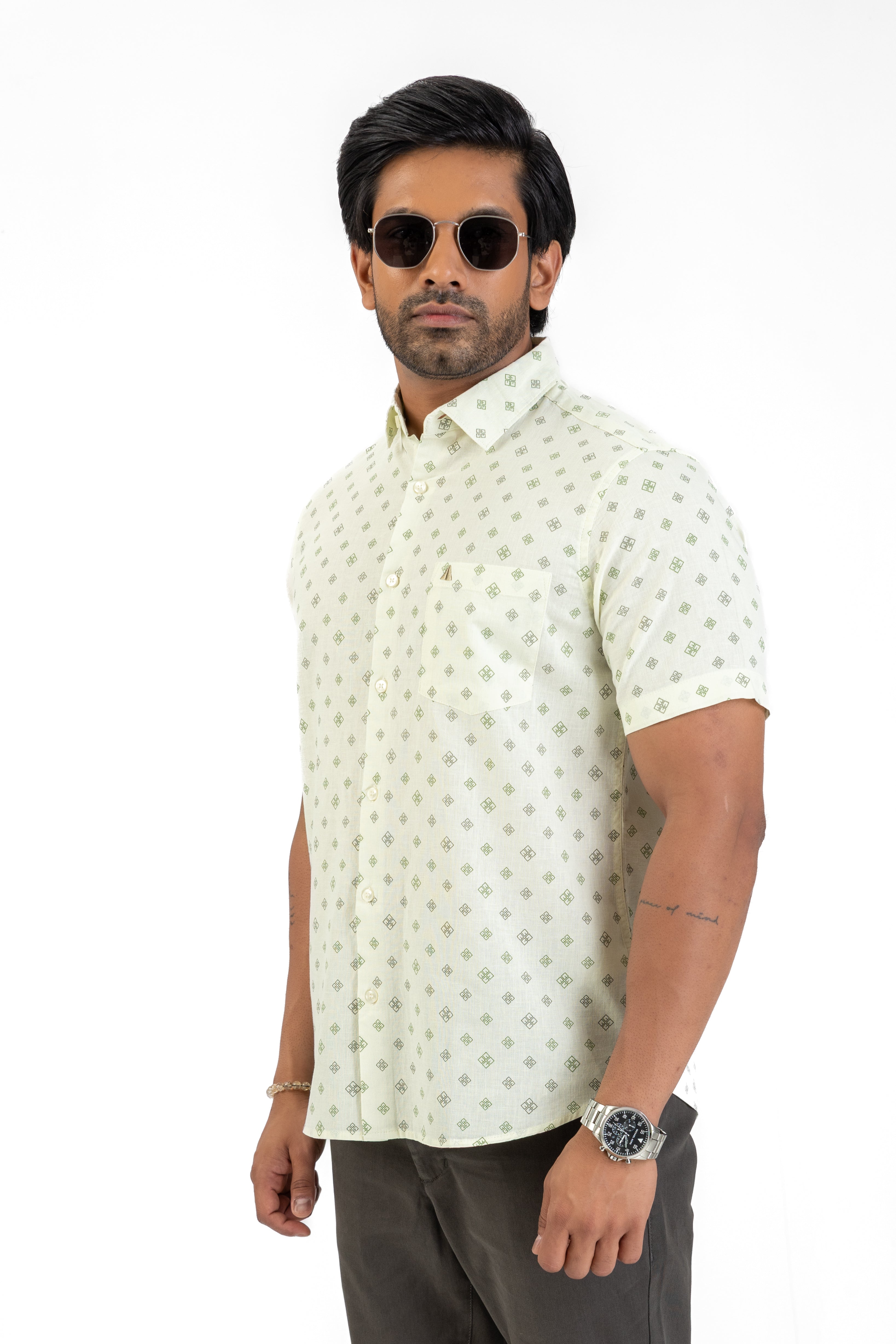 AnationZ Heritage Linen Printed Short Sleeve Shirt - Sri Lanka