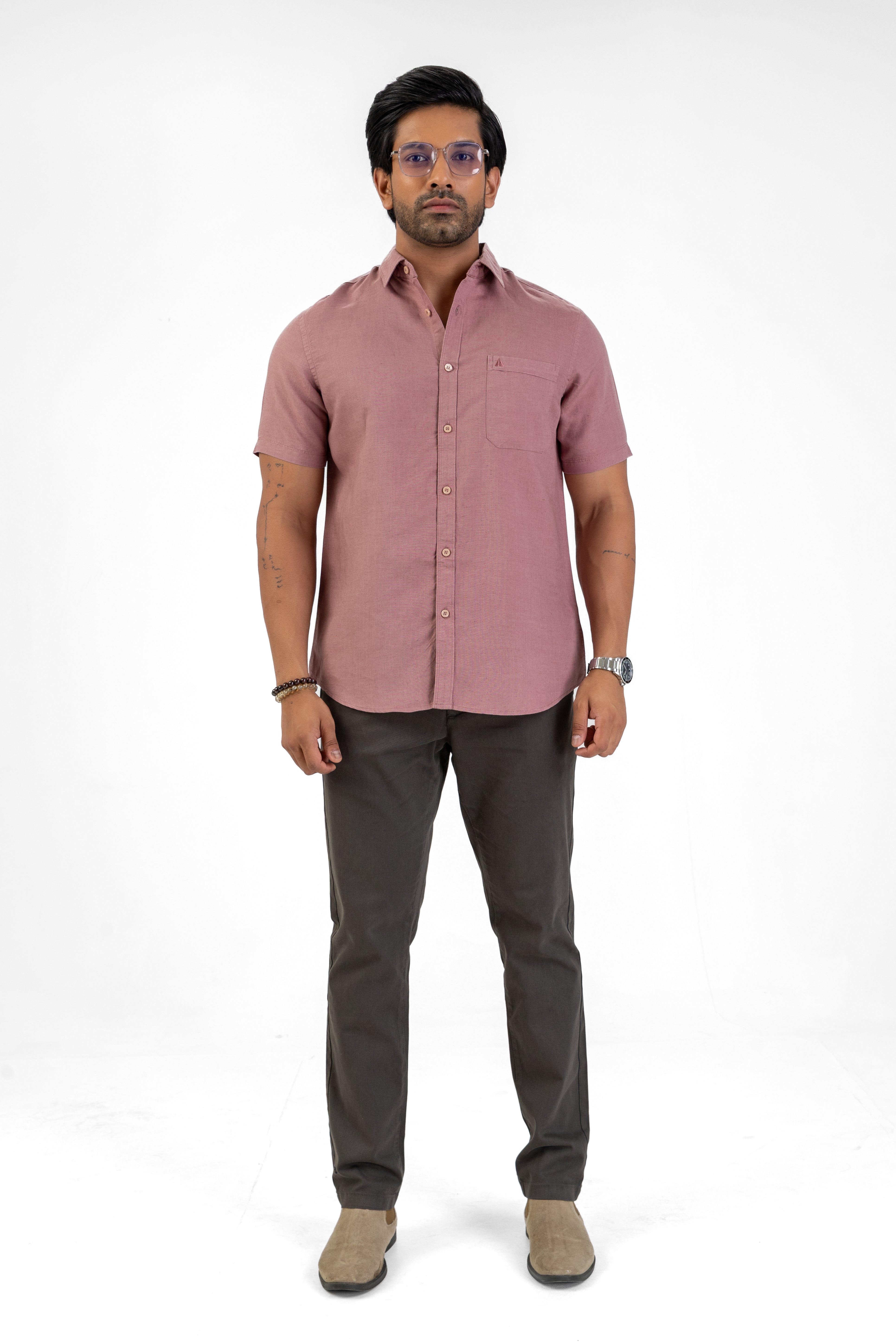 Excel Linen Short Sleeve Shirt – Purple