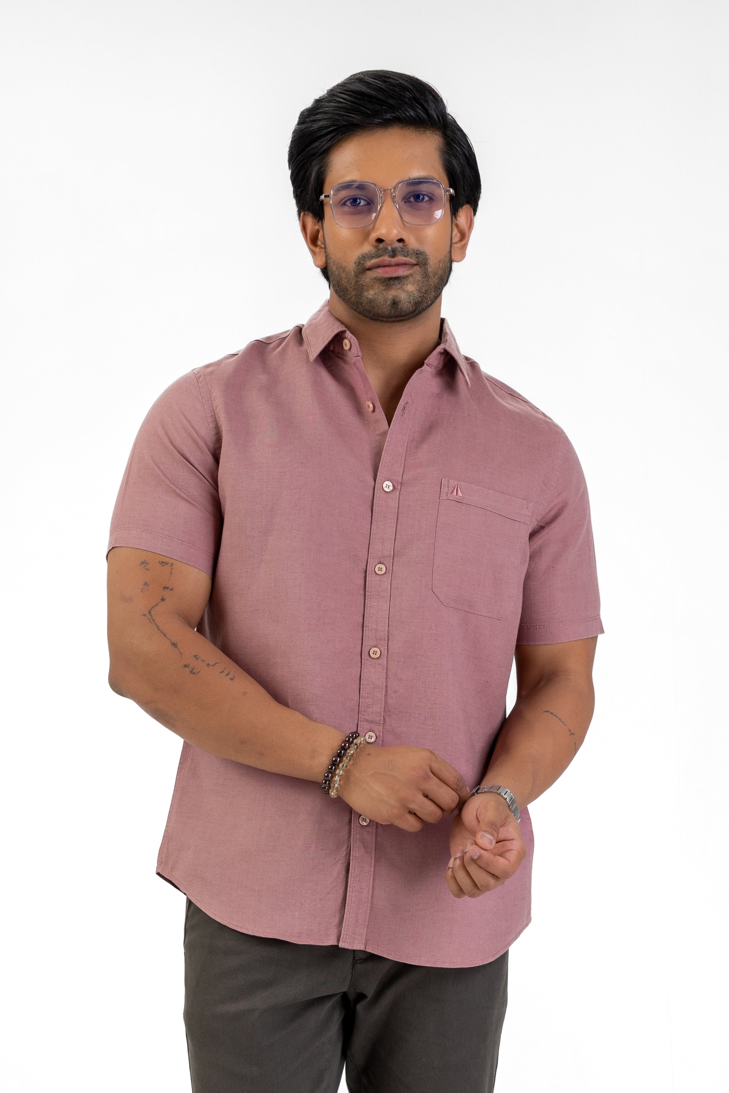 Excel Linen Short Sleeve Shirt – Purple