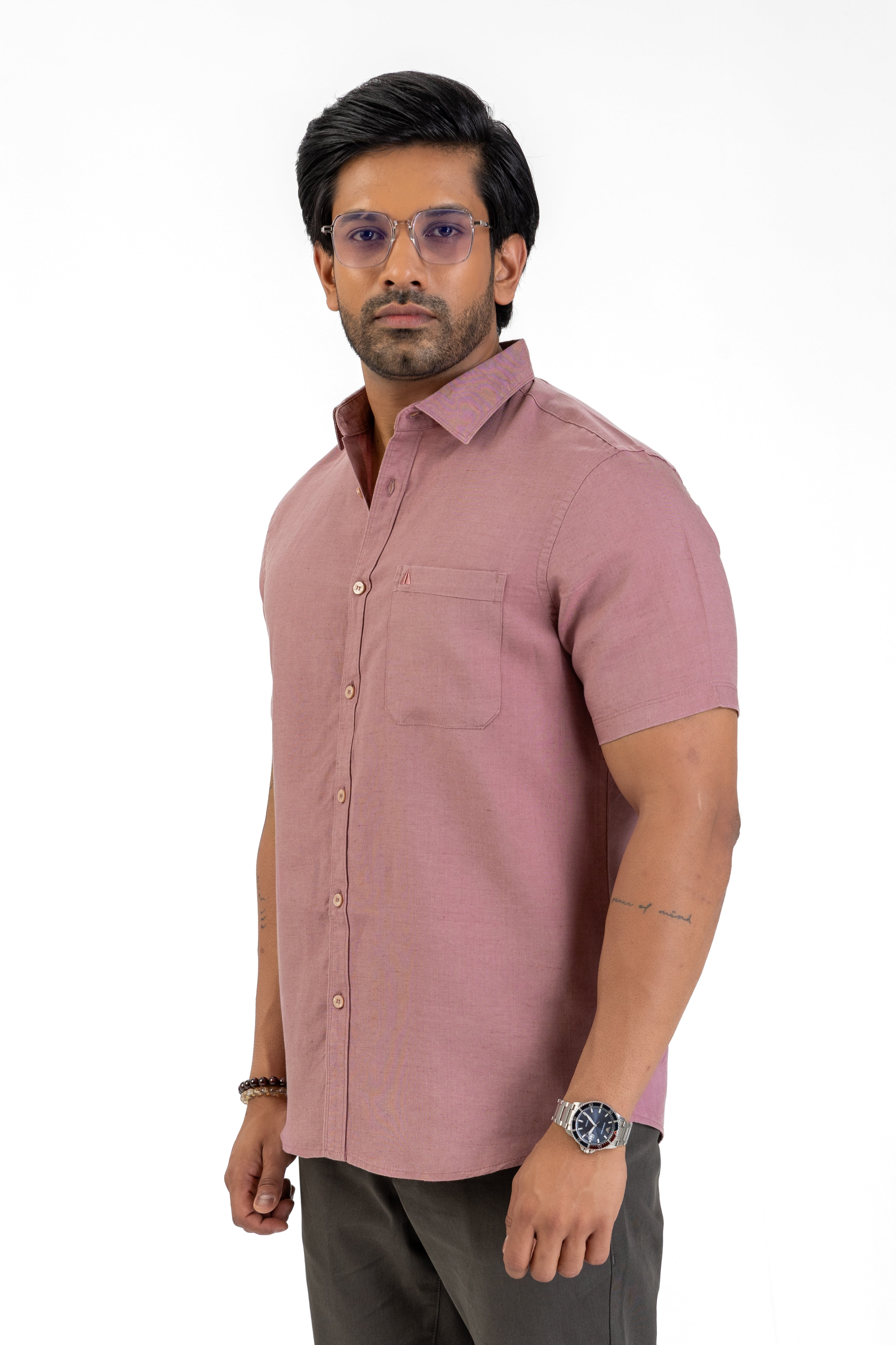 Excel Linen Short Sleeve Shirt – Purple