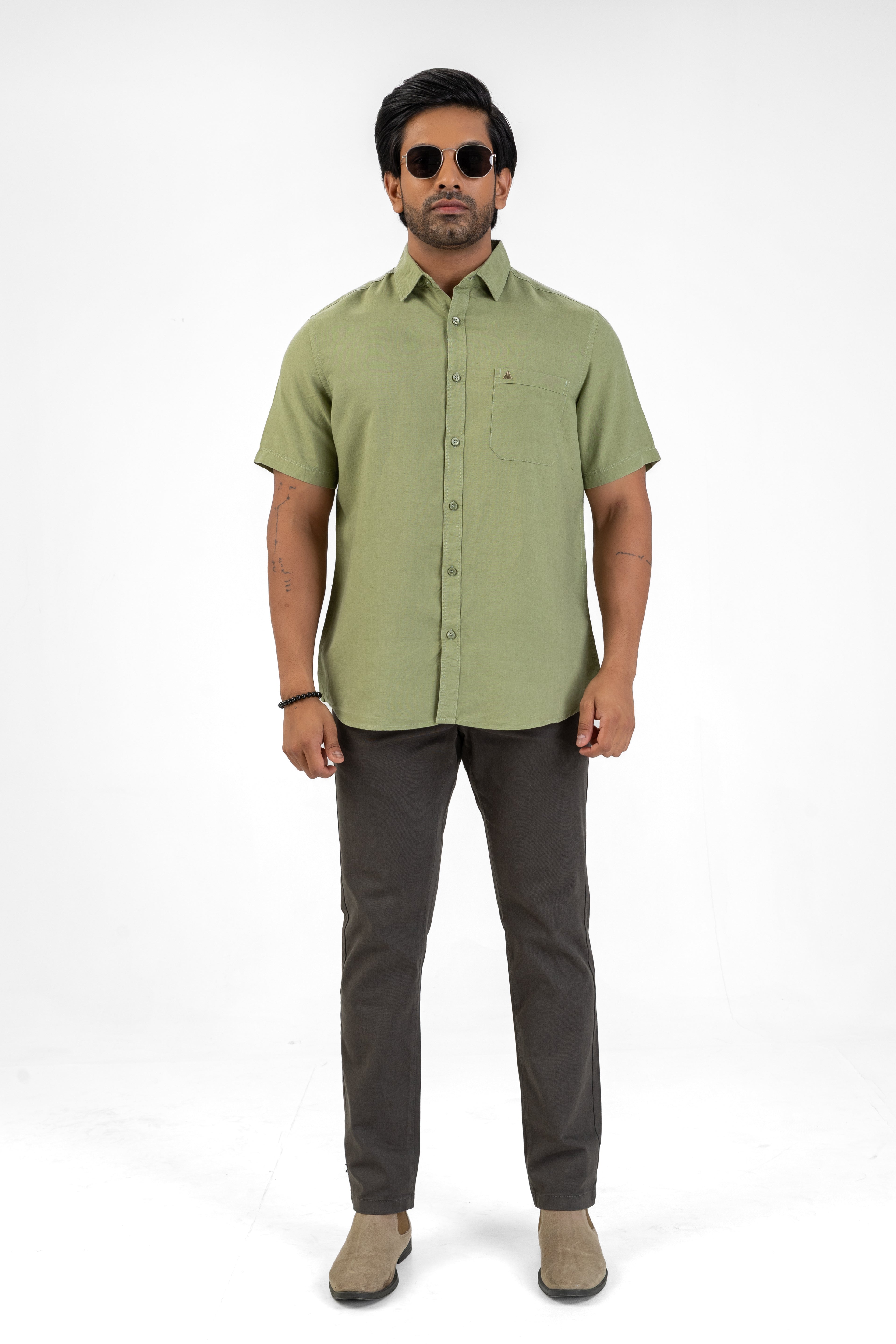 Excel Linen Short Sleeve Shirt – Olive