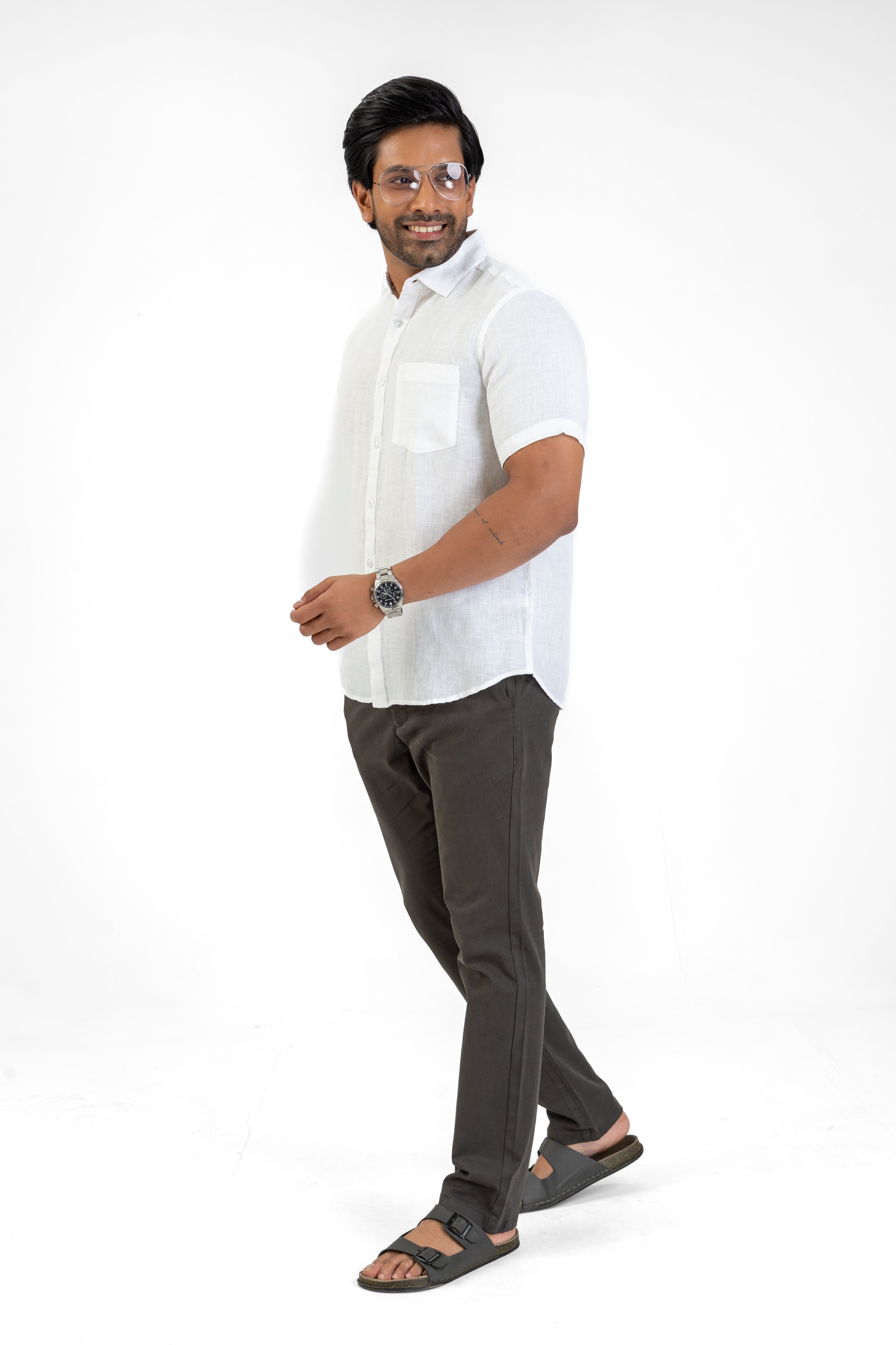 Excel Linen Short Sleeve Shirt – White