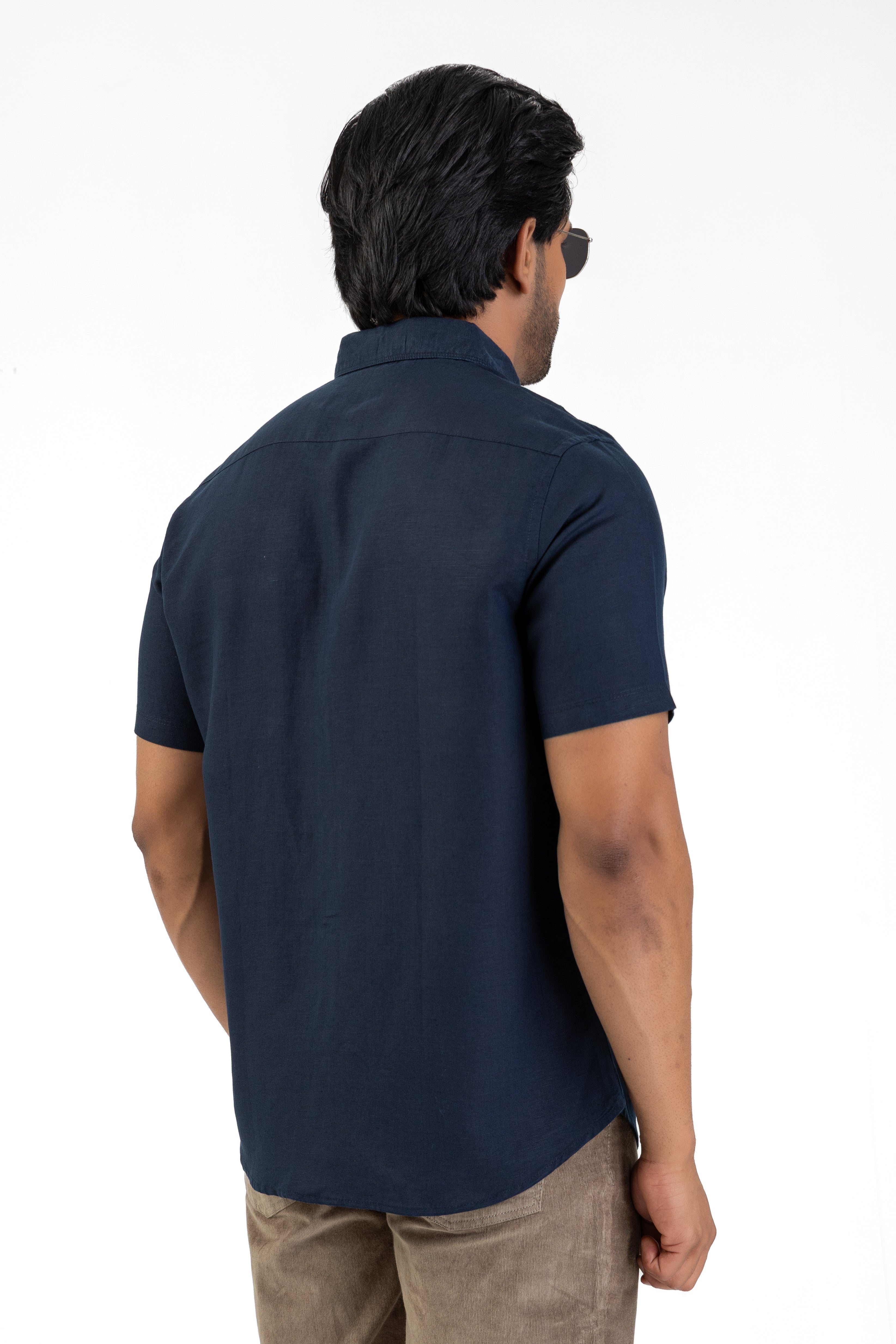 Excel Linen Short Sleeve Shirt – Navy