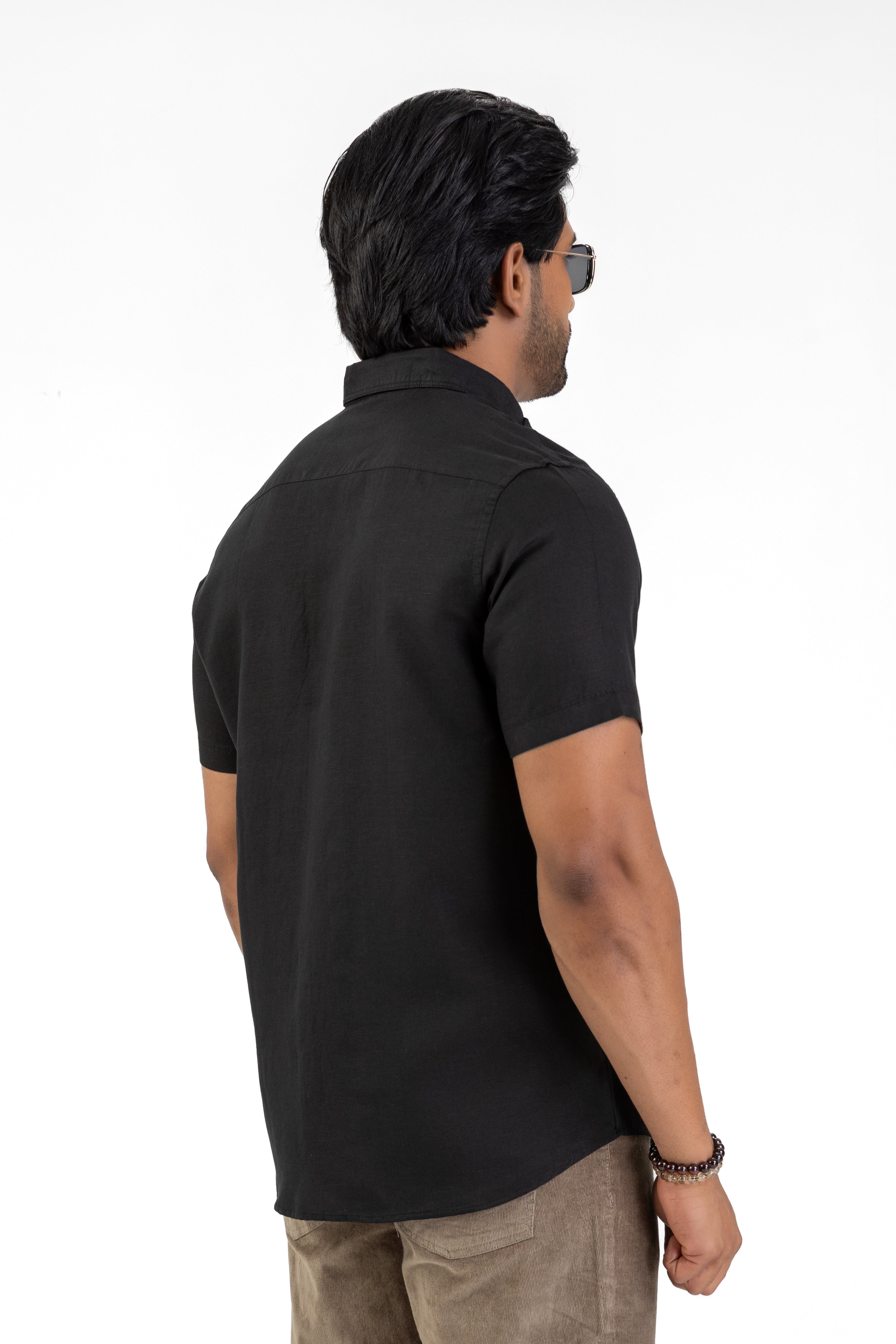 Excel Linen Short Sleeve Shirt – Black