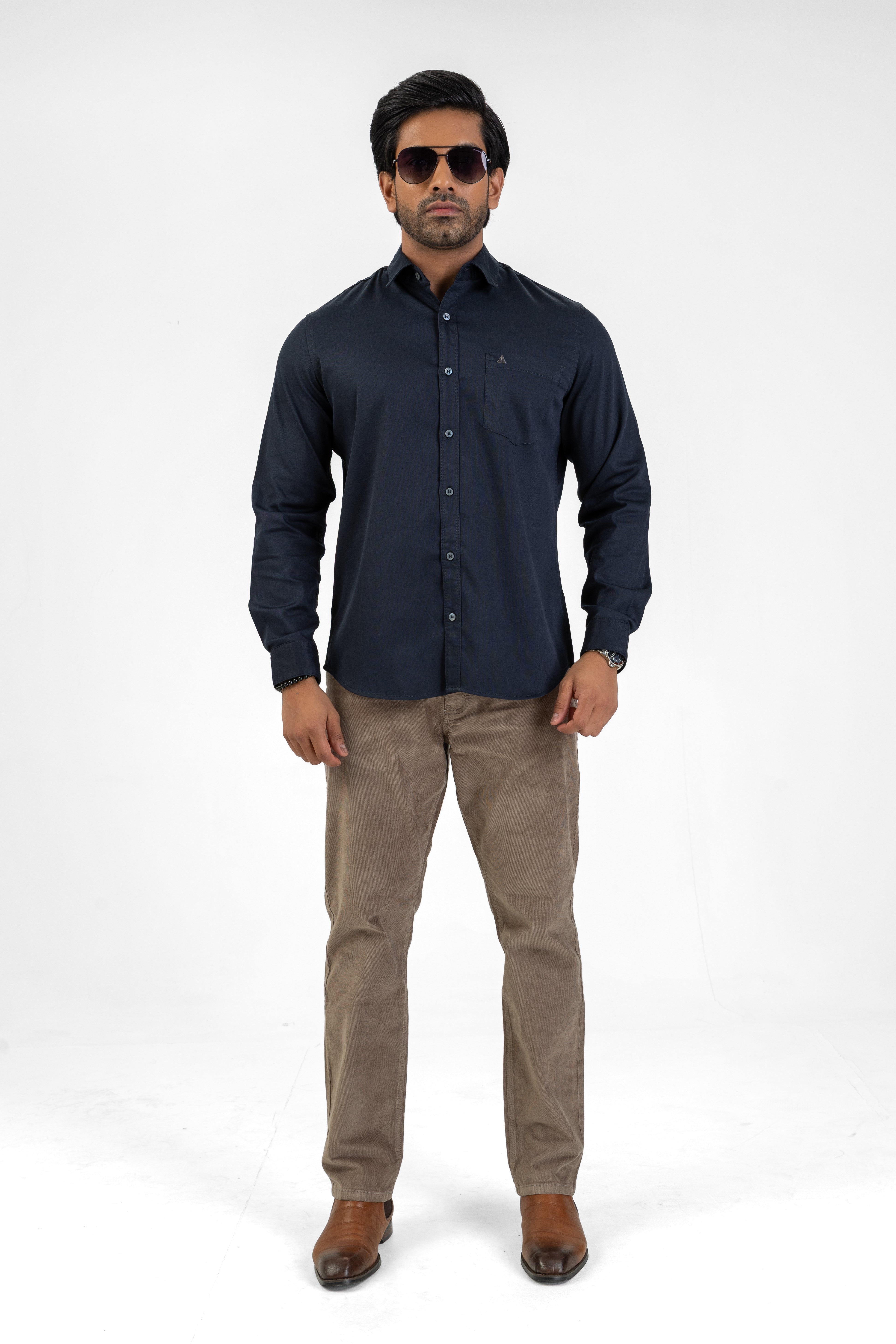 Cord Lycra Stretch Shirt – Navy