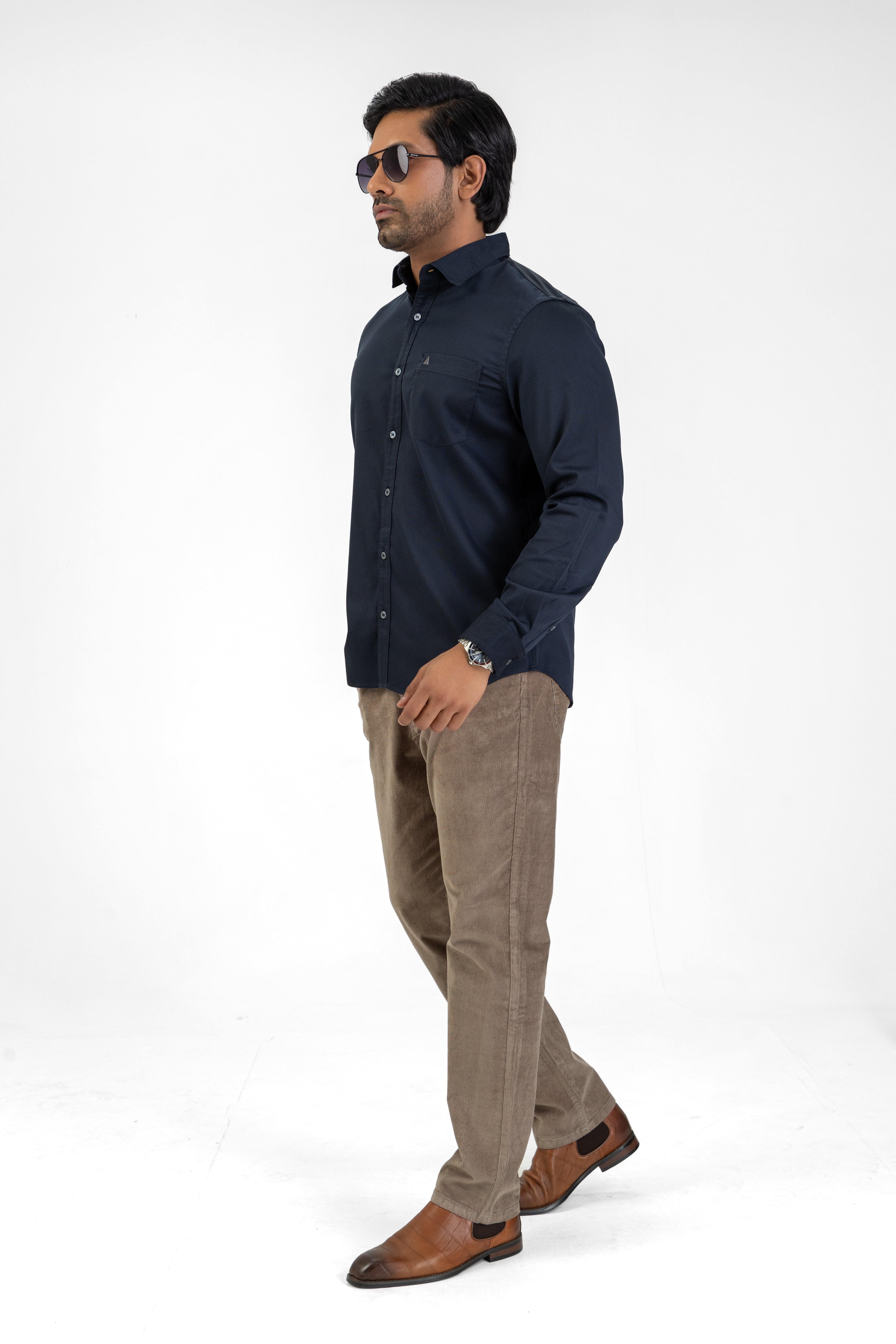 Cord Lycra Stretch Shirt – Navy