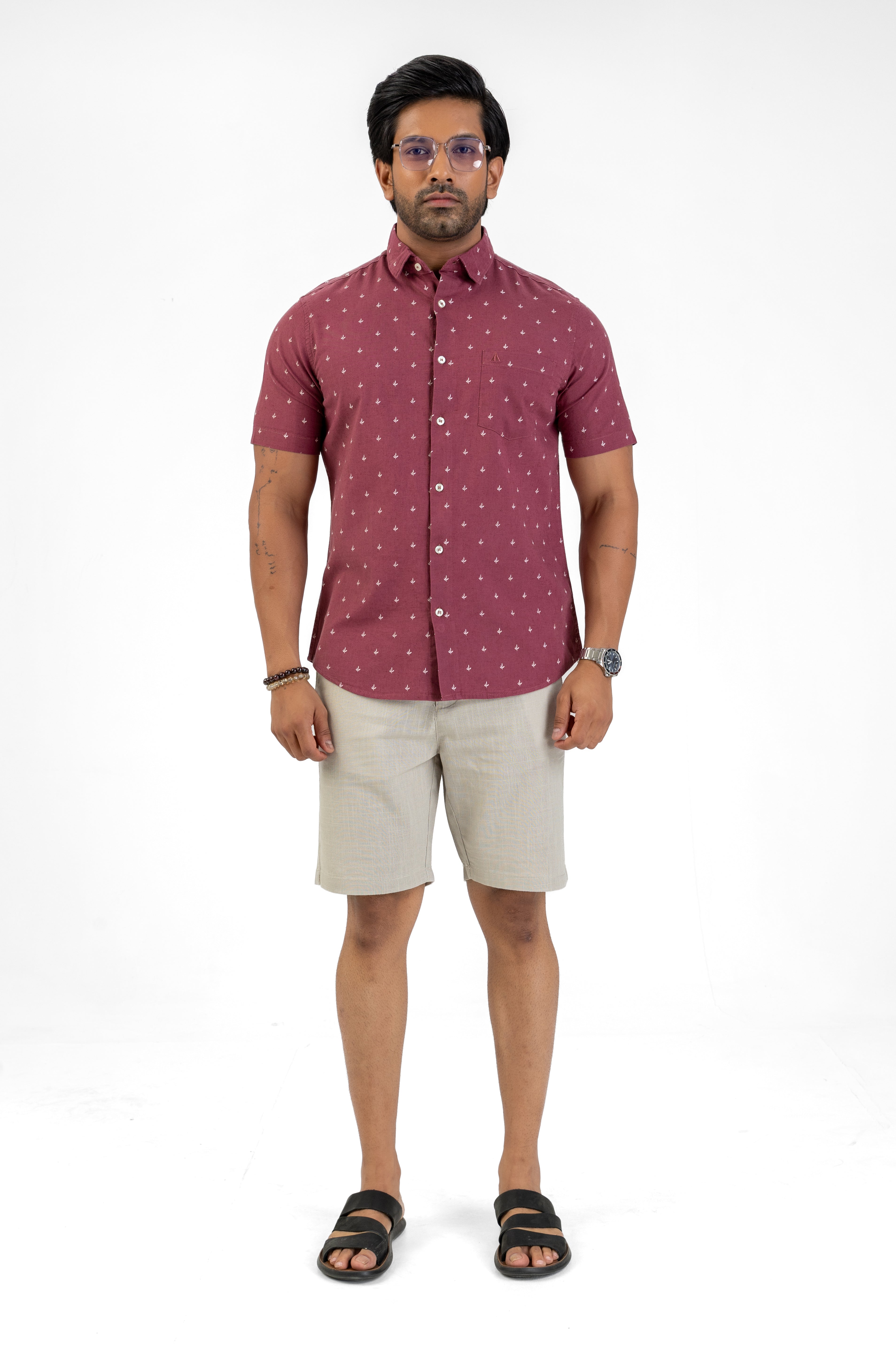 AnationZ Heritage Linen Printed Short Sleeve Shirt - Sri Lanka