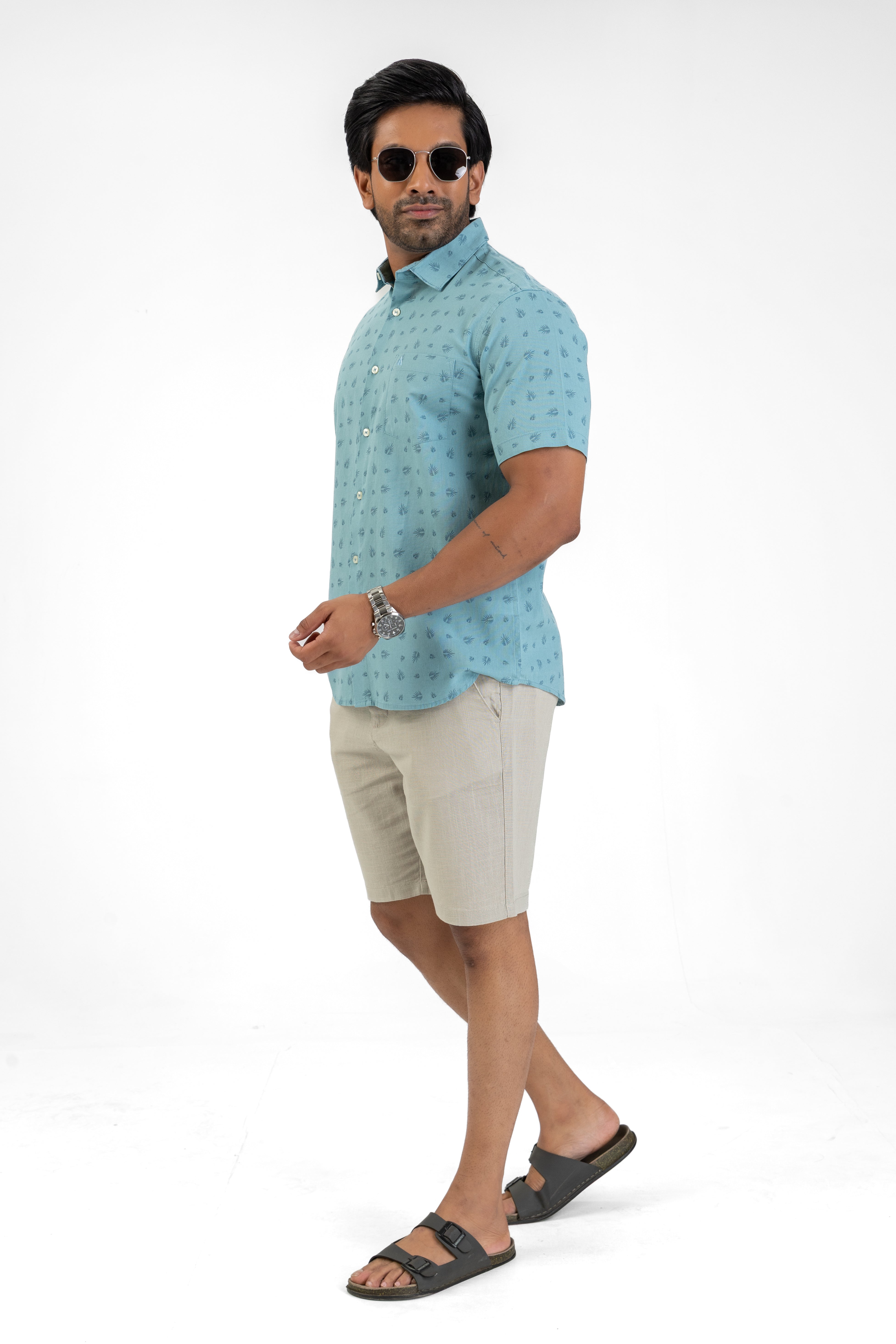 AnationZ Heritage Linen Printed Short Sleeve Shirt - Sri Lanka