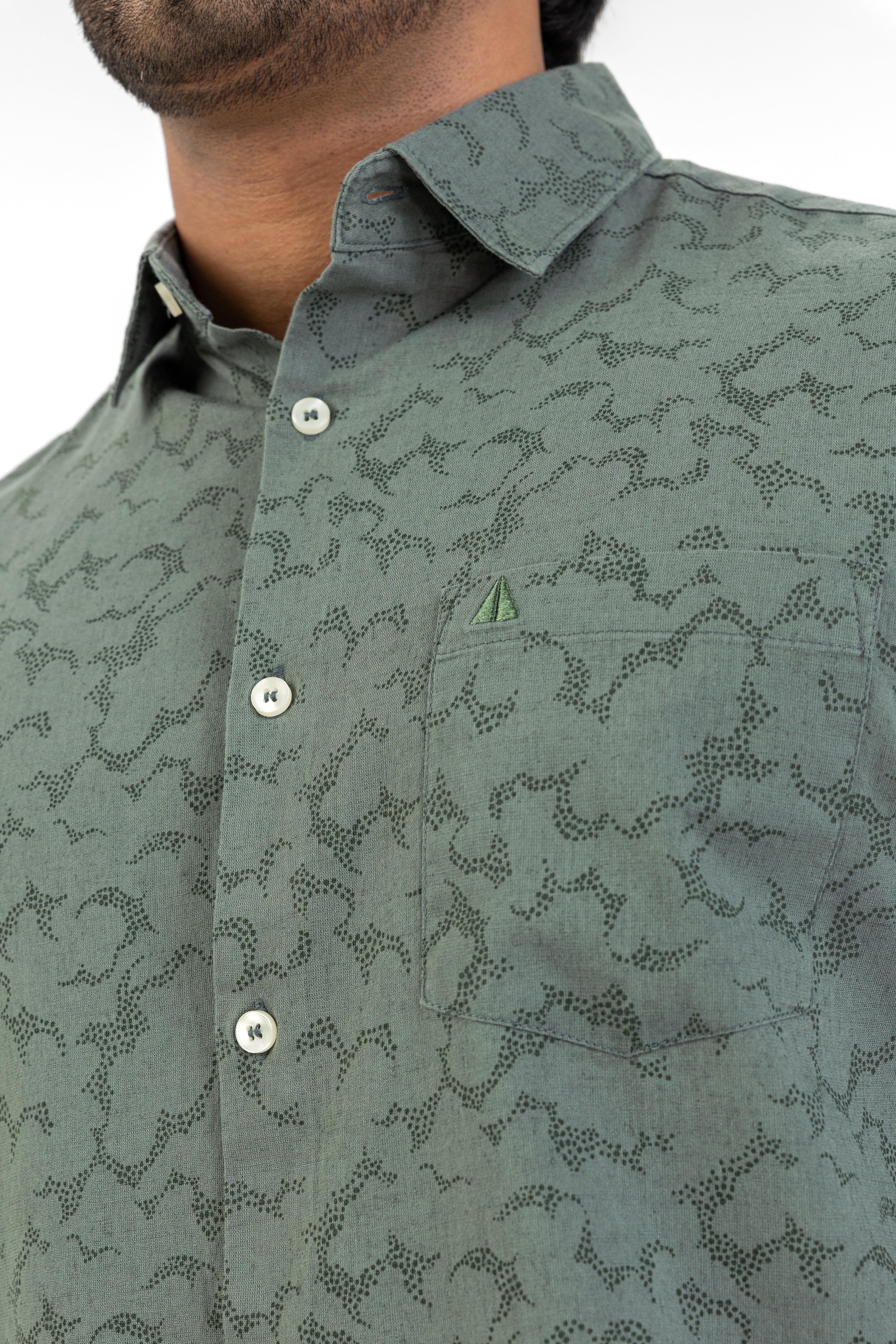 AnationZ Heritage Linen Printed Short Sleeve Shirt - Sri Lanka