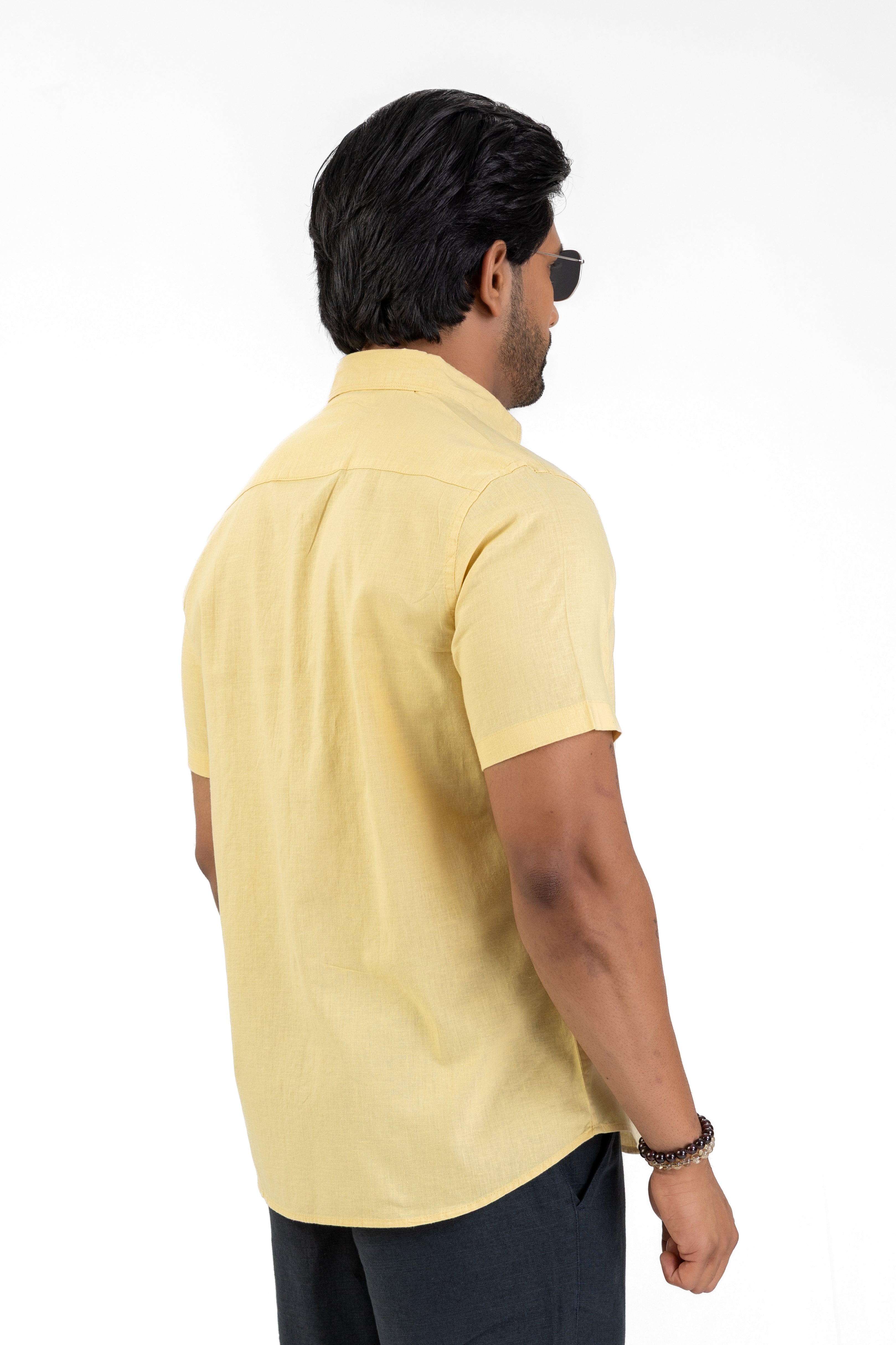 Short Sleeve Linen Cotton Shirt – Yellow