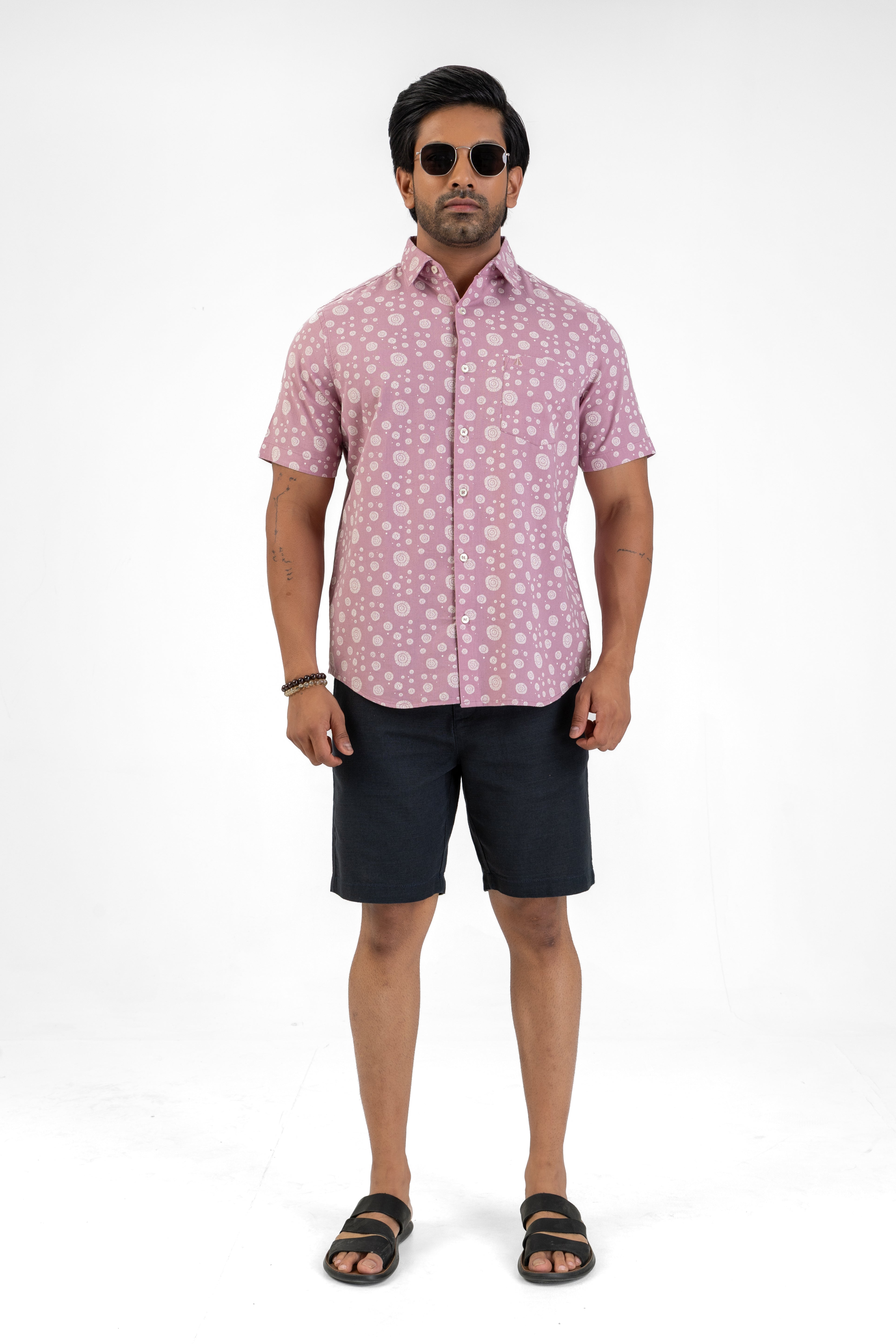 AnationZ Heritage Linen Printed Short Sleeve Shirt - Sri Lanka