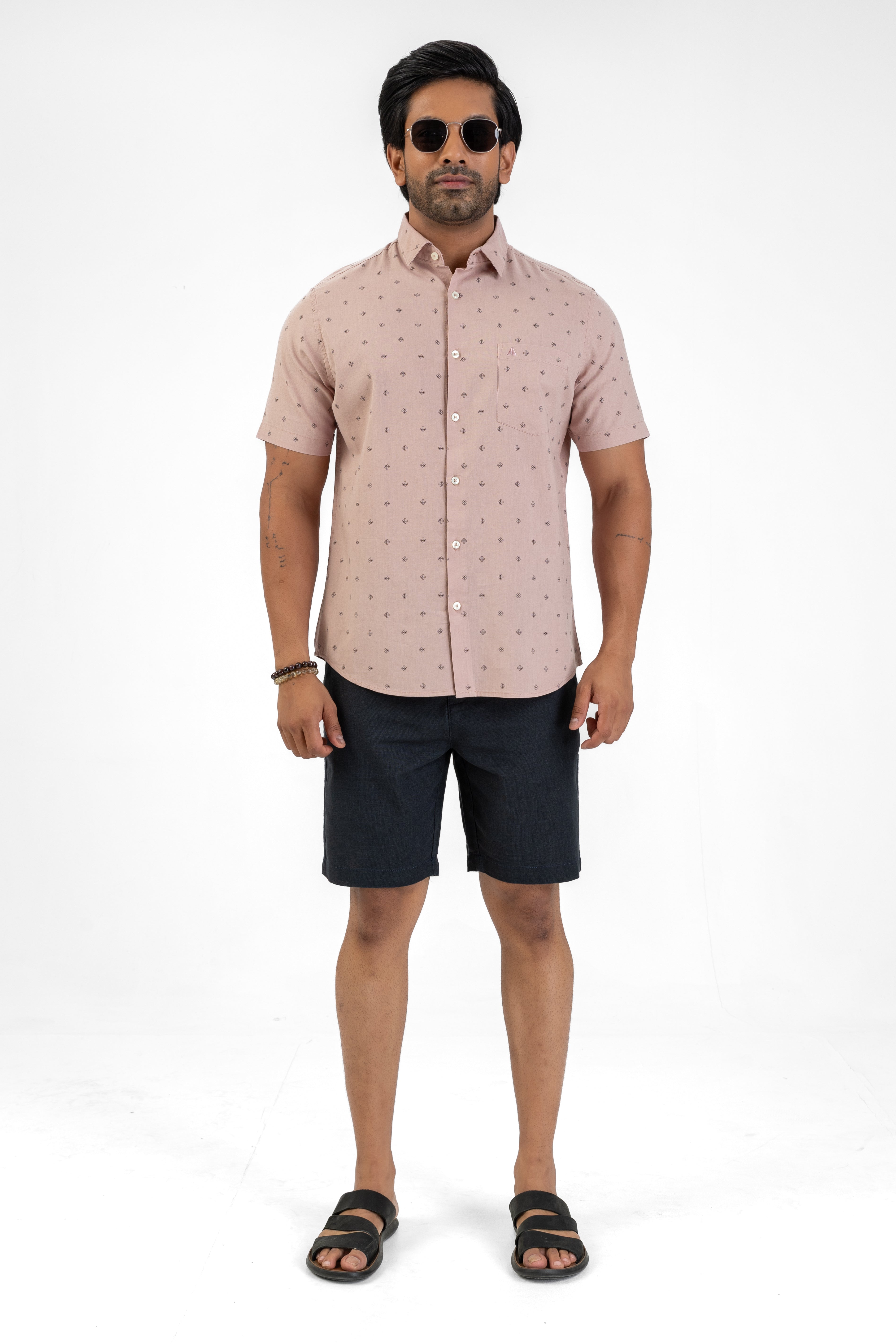 AnationZ Heritage Linen Printed Short Sleeve Shirt - Sri Lanka