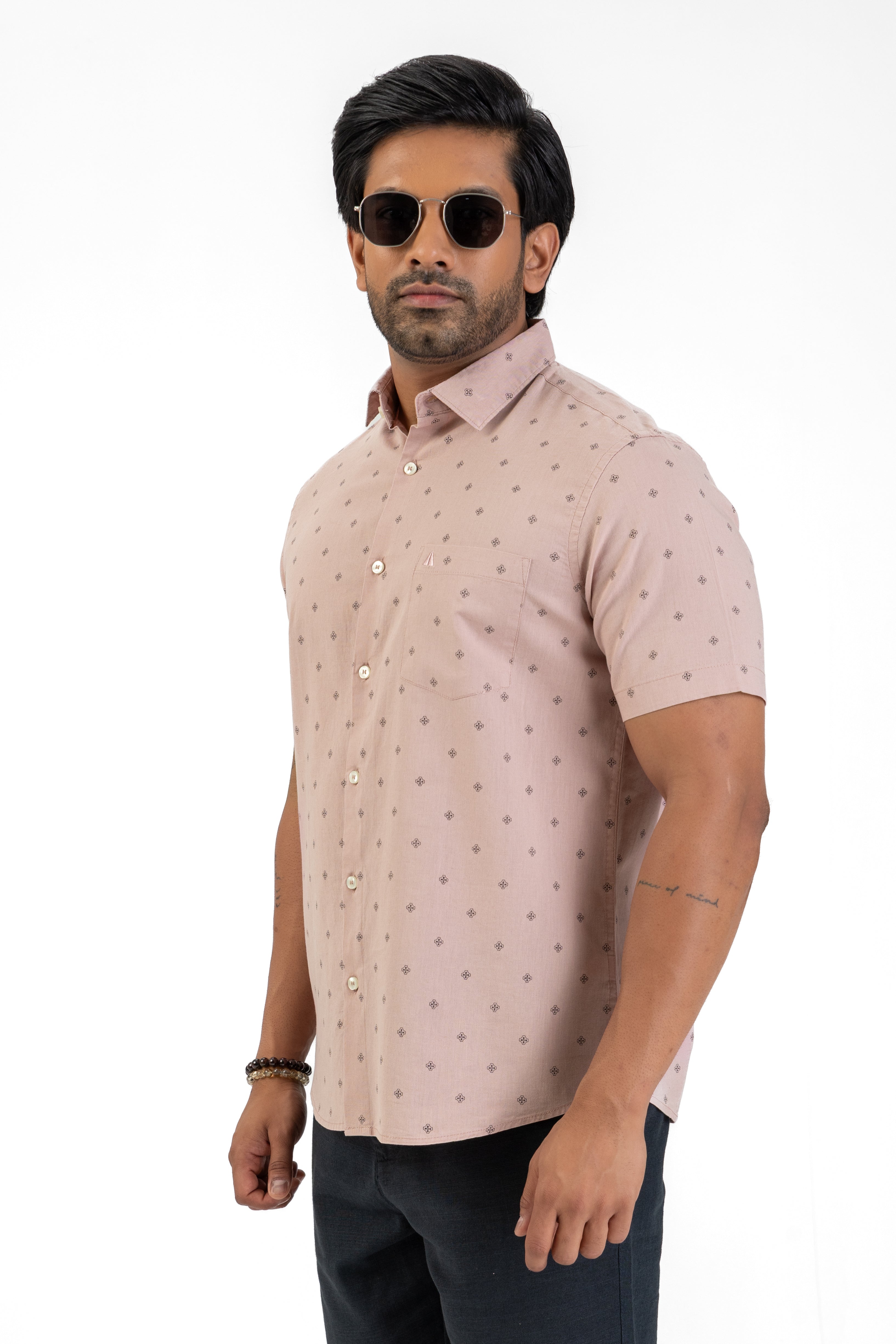 AnationZ Heritage Linen Printed Short Sleeve Shirt - Sri Lanka