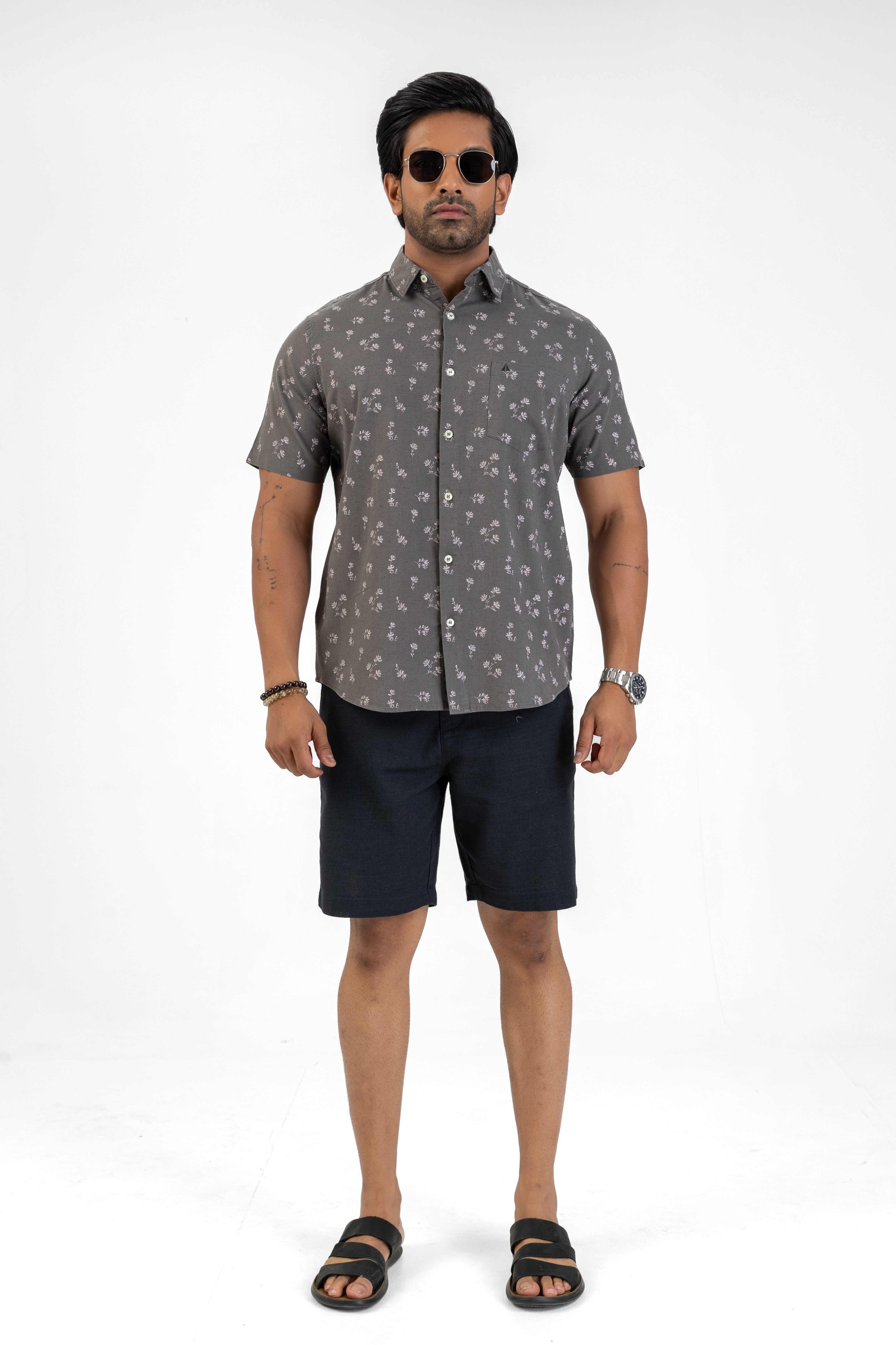 AnationZ Heritage Linen Printed Short Sleeve Shirt - Sri Lanka